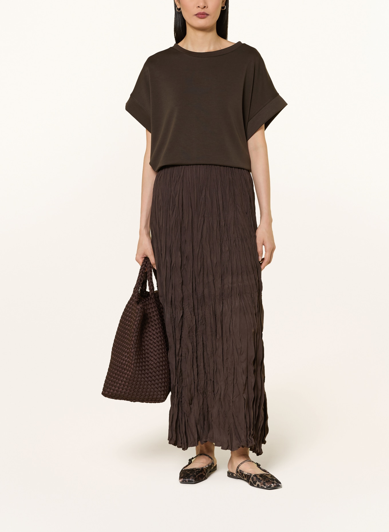 monari Pleated skirt: DARK BROWN