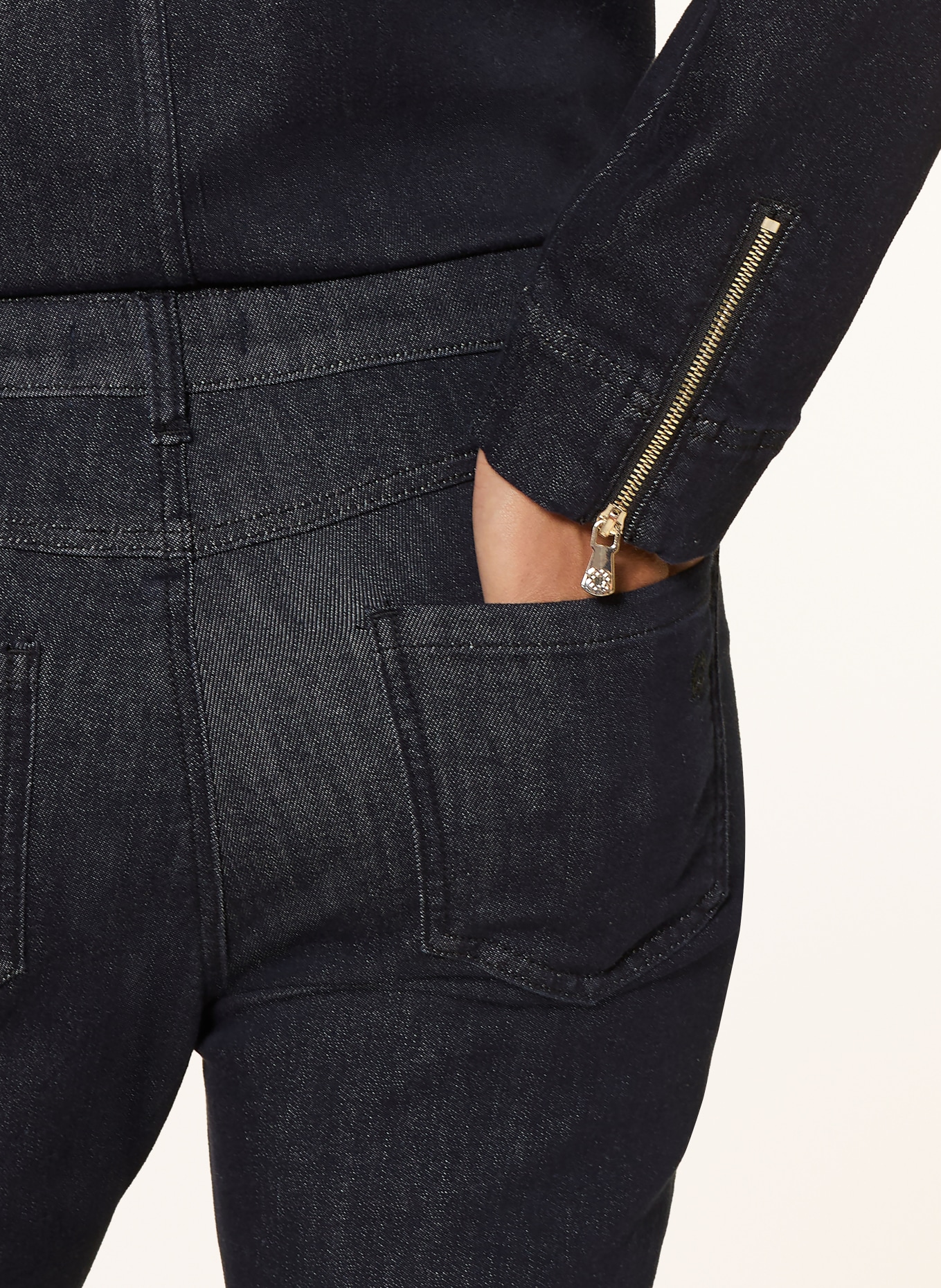 ELENA MIRO Straight-leg jeans with rhinestones and sequins: 034 BLU SCURO