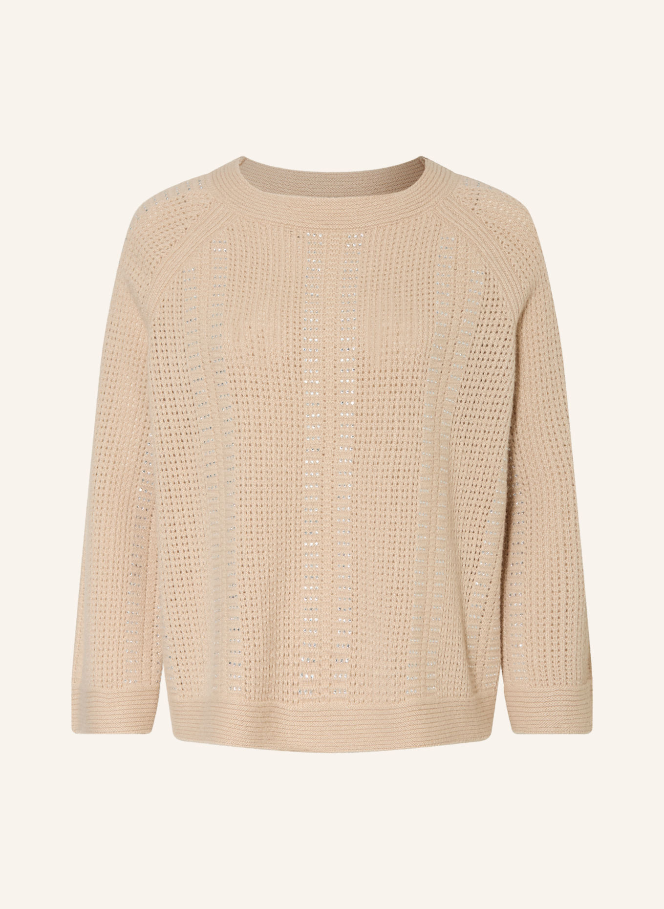 ELENA MIRO Pull orné de pierres décoratives: BEIGE