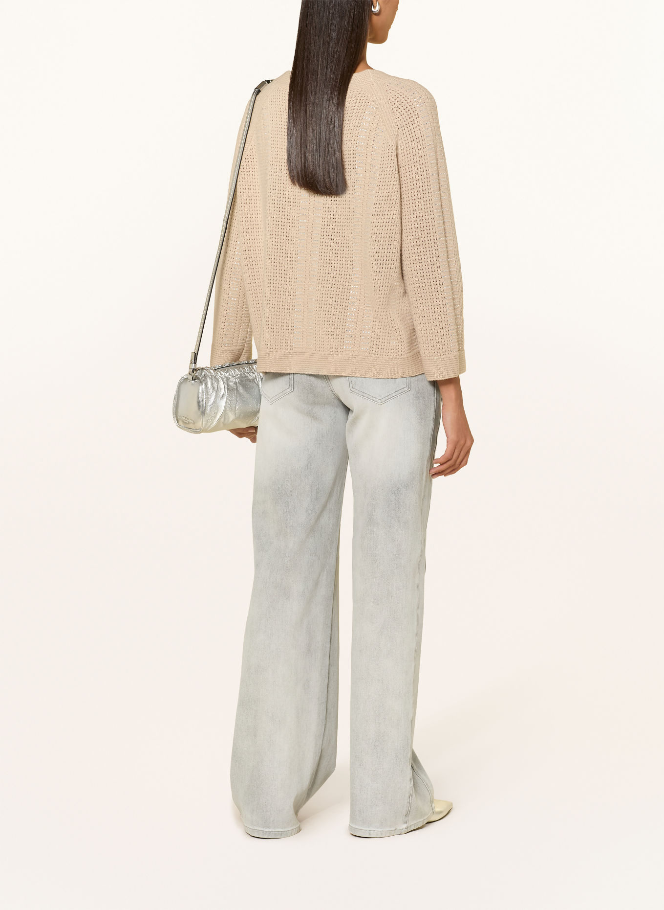 ELENA MIRO Pull orné de pierres décoratives: BEIGE