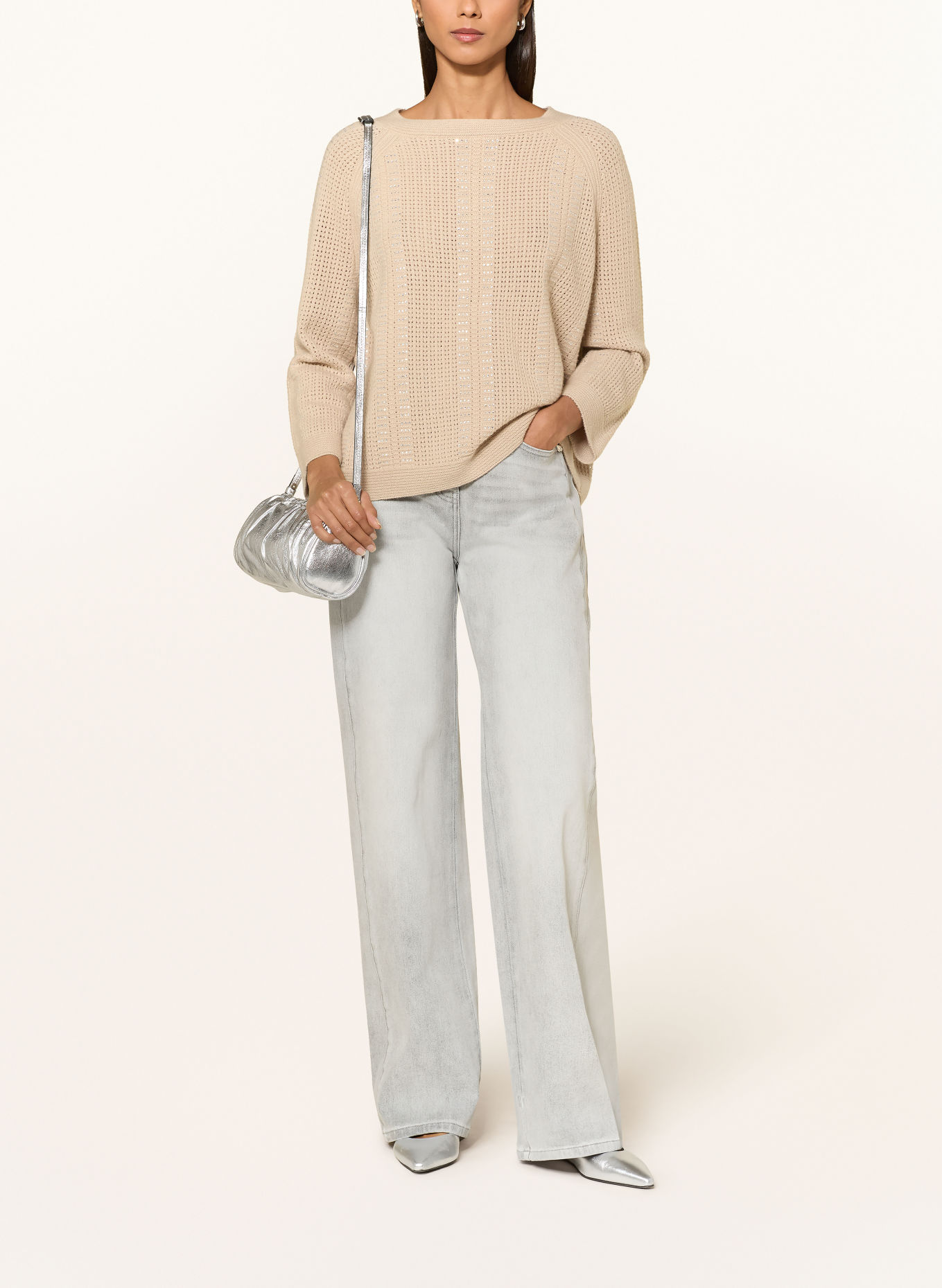 ELENA MIRO Wide Leg Jeans WANDA: 013 Light Grey