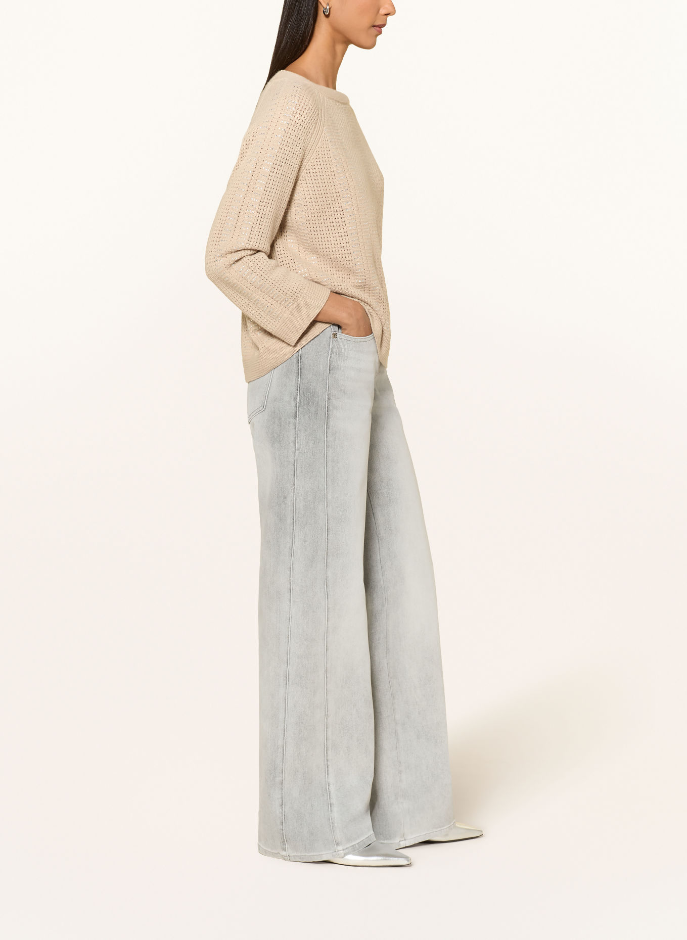ELENA MIRO Wide Leg Jeans WANDA: 013 Light Grey
