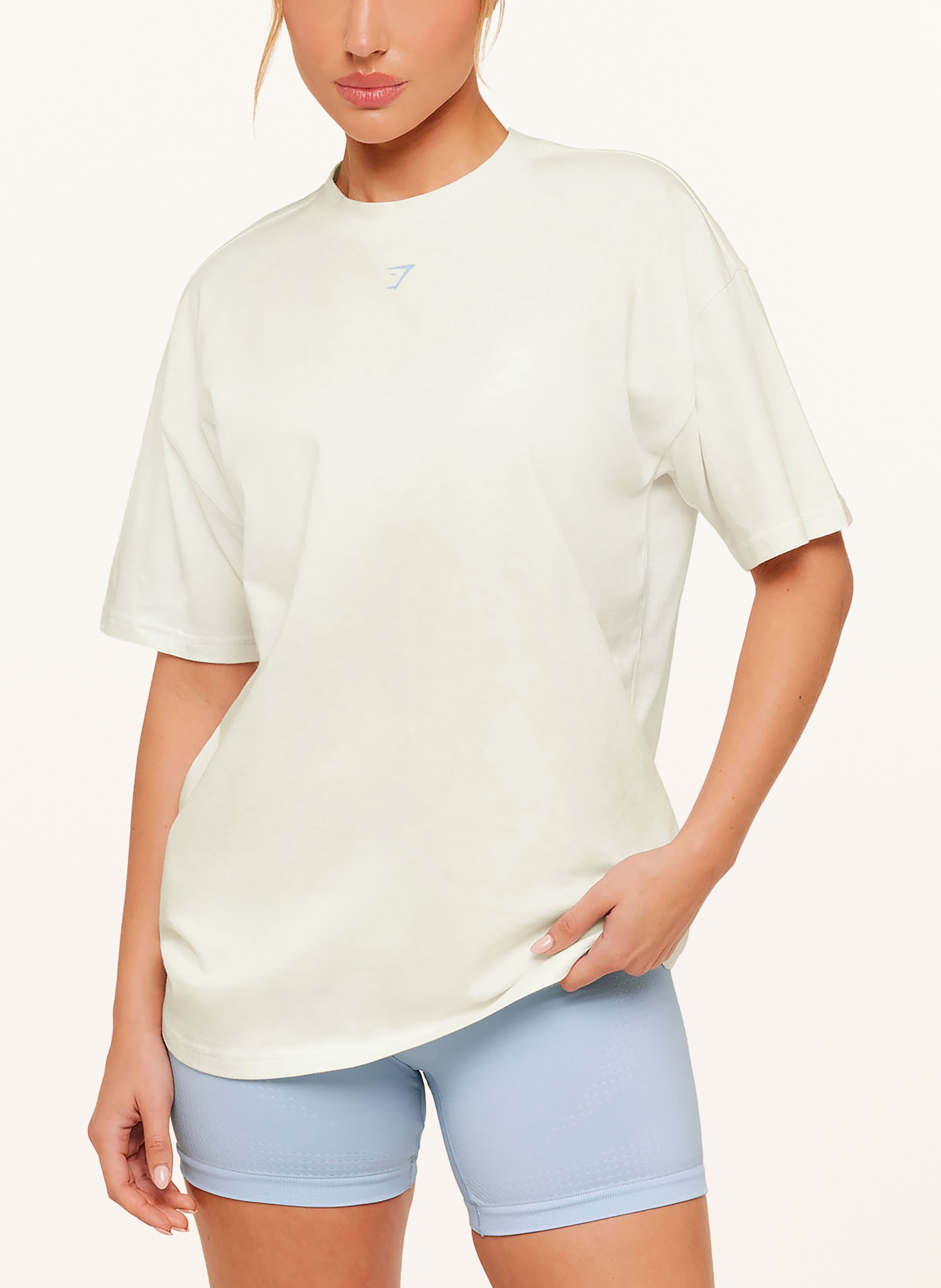 GYMSHARK T-shirt oversize LIFESTYLE CLUB GRAPHIC: BLANC / BLEU CLAIR