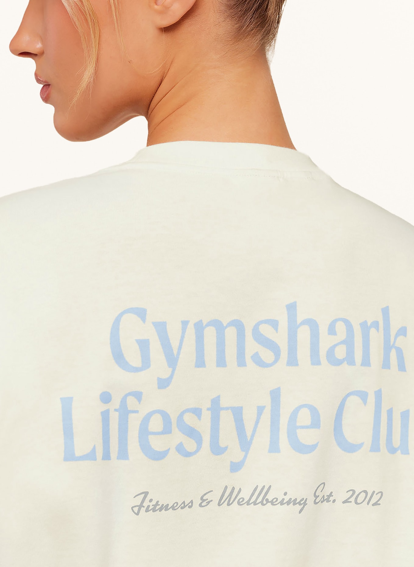 GYMSHARK T-shirt oversize LIFESTYLE CLUB GRAPHIC: BLANC / BLEU CLAIR
