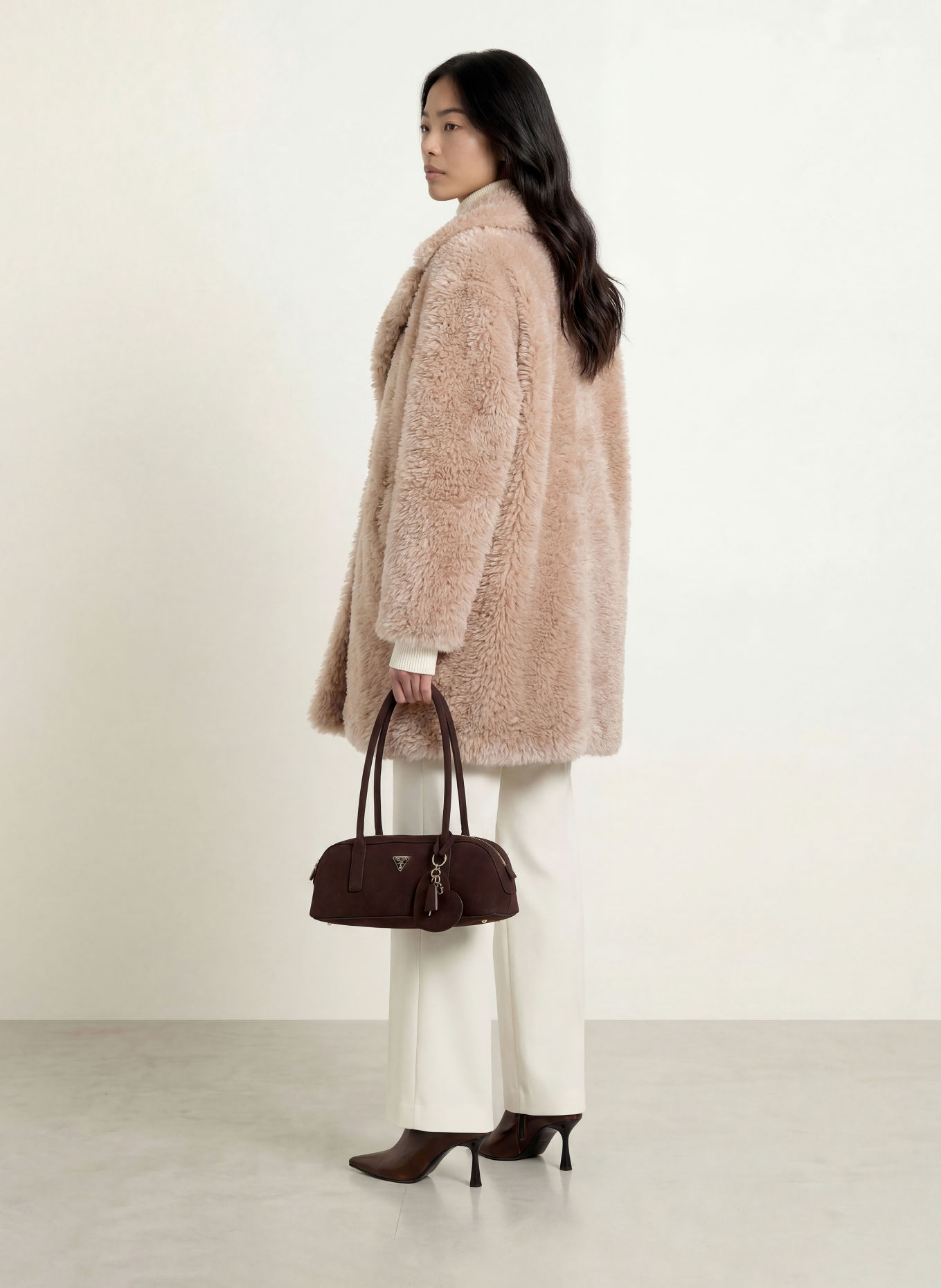 GUESS Kunstfell-Mantel NICOLETTA: BEIGE