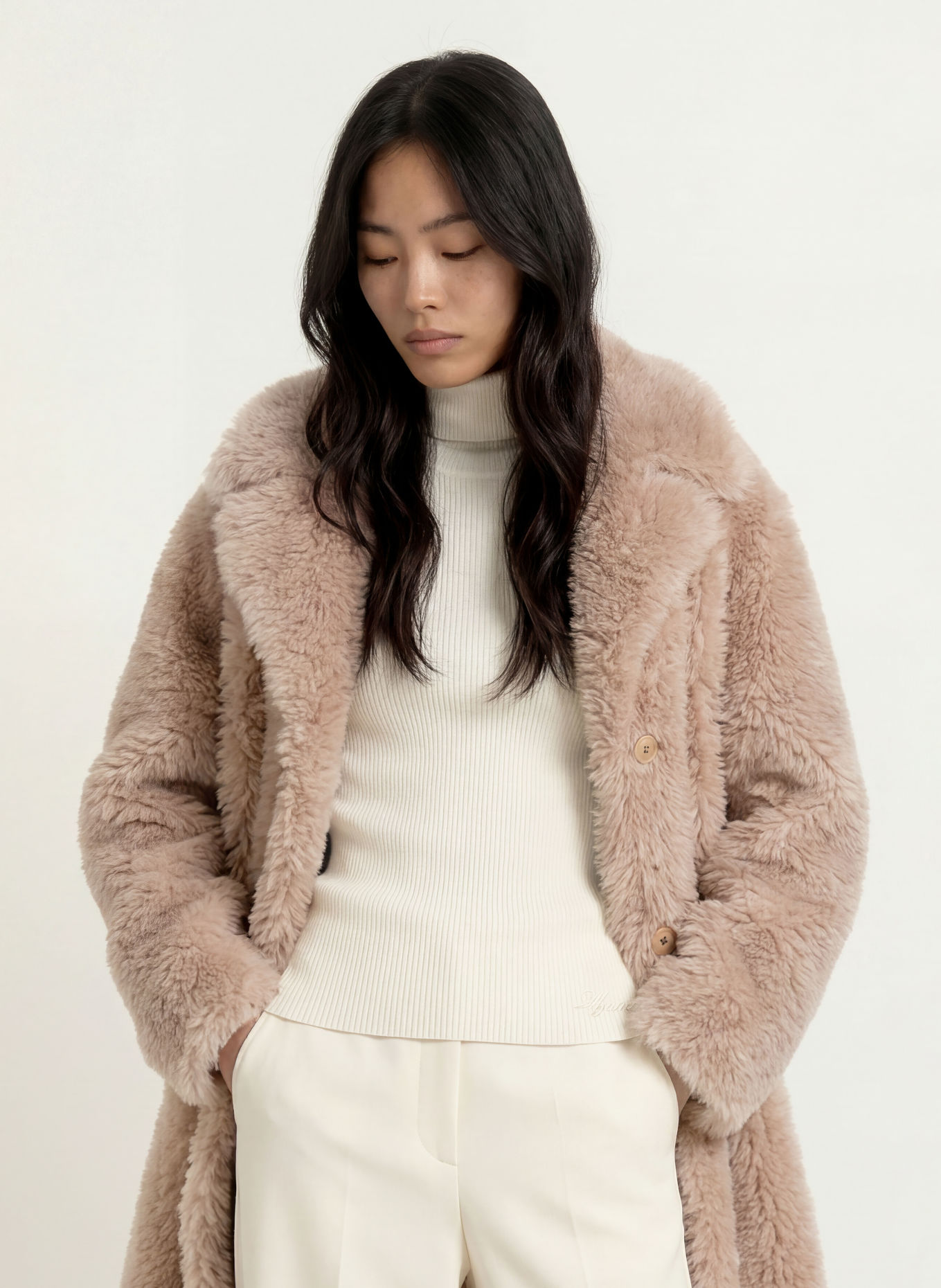 GUESS Kunstfell-Mantel NICOLETTA: BEIGE