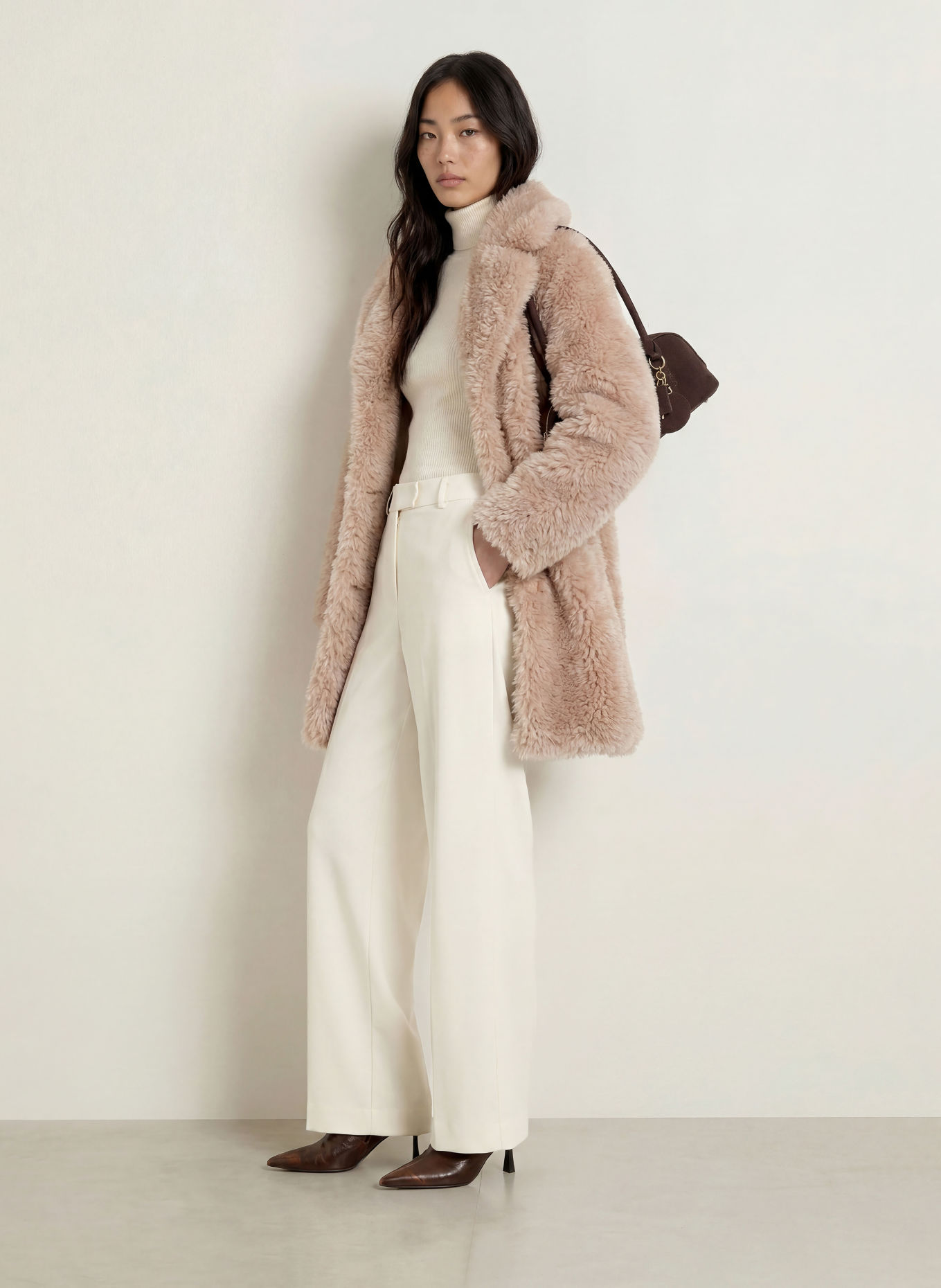 GUESS Kunstfell-Mantel NICOLETTA: BEIGE