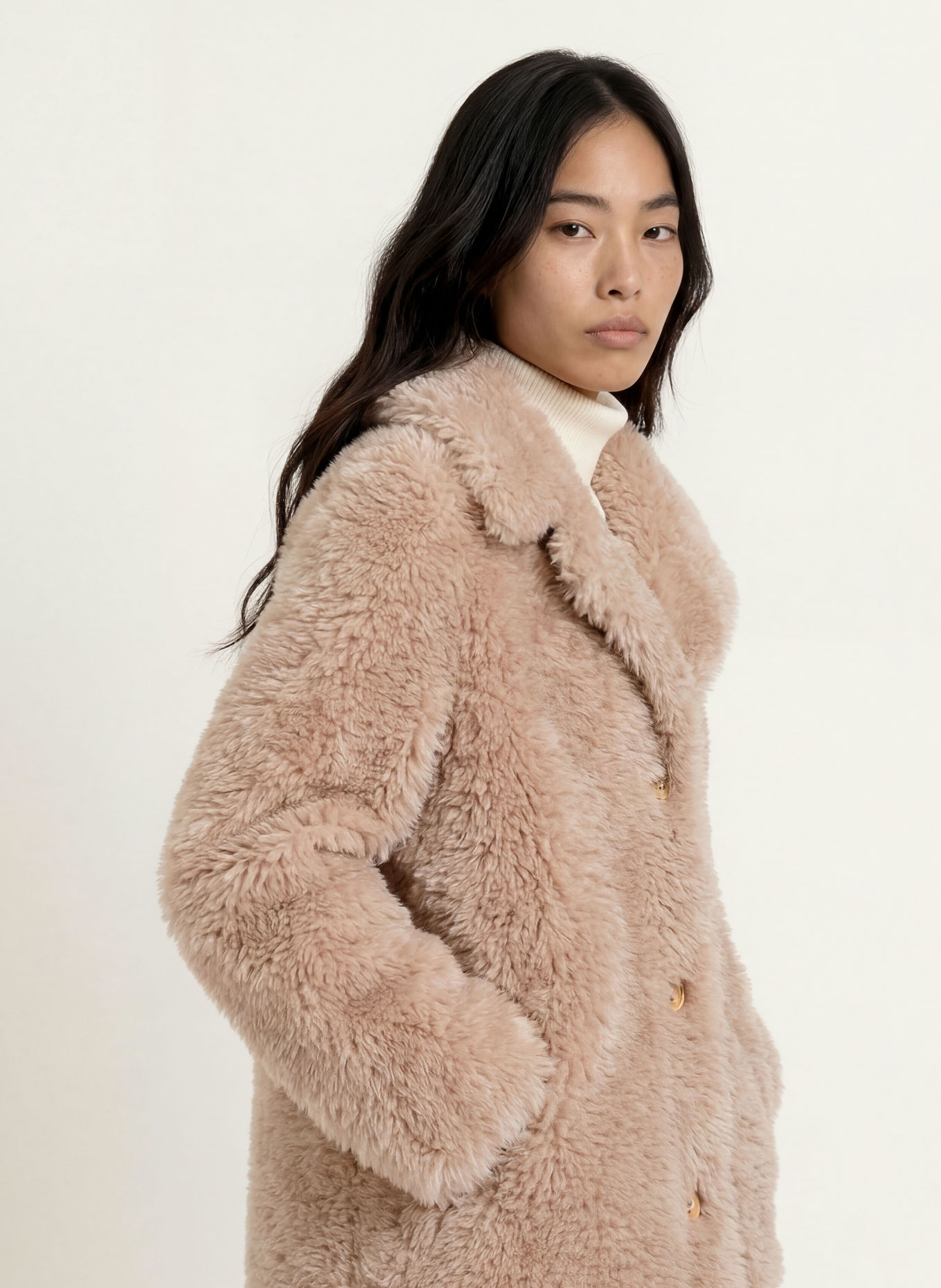 GUESS Kunstfell-Mantel NICOLETTA: BEIGE