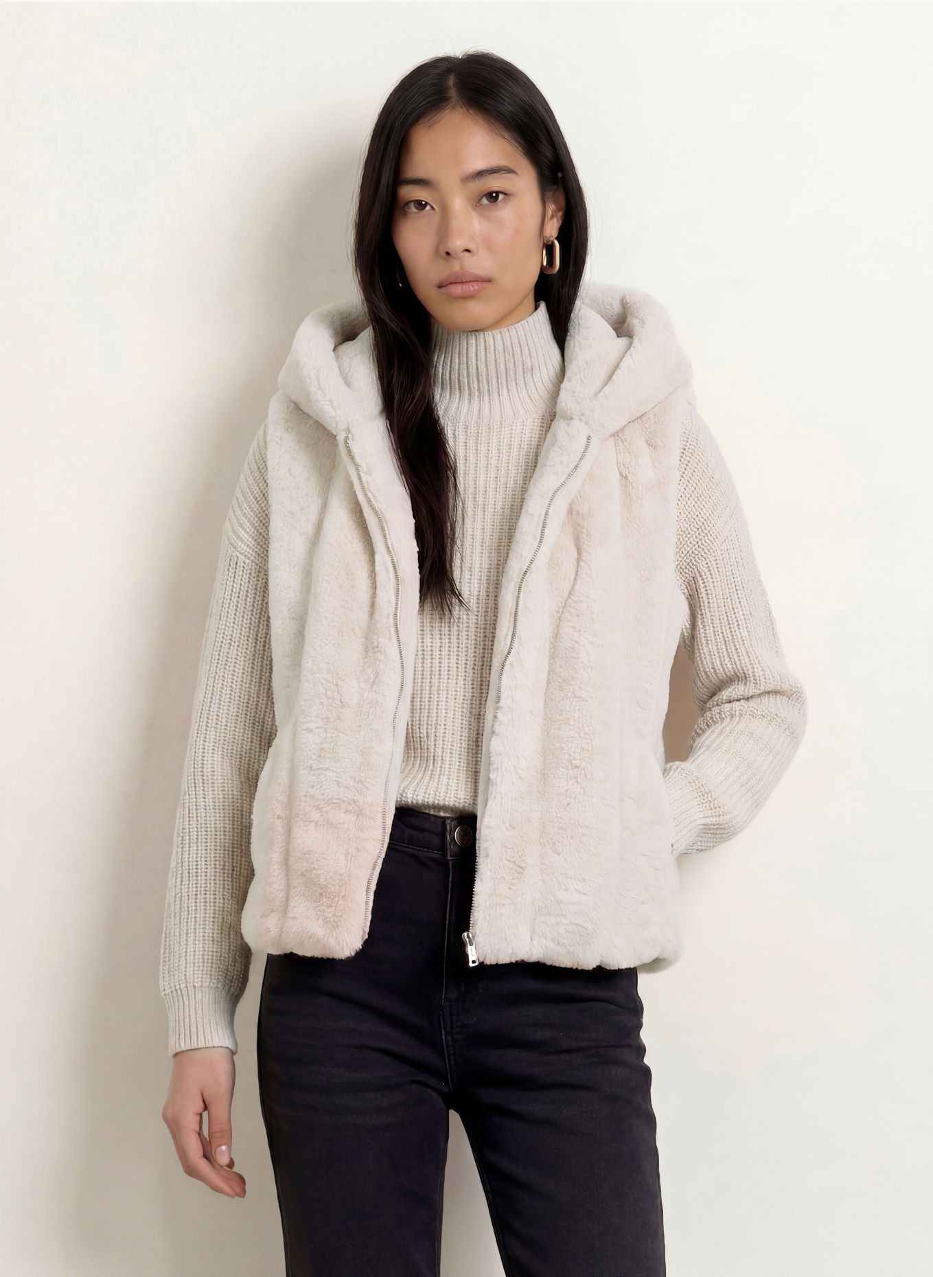 GUESS Kunstfell-Weste SOPHY: ECRU