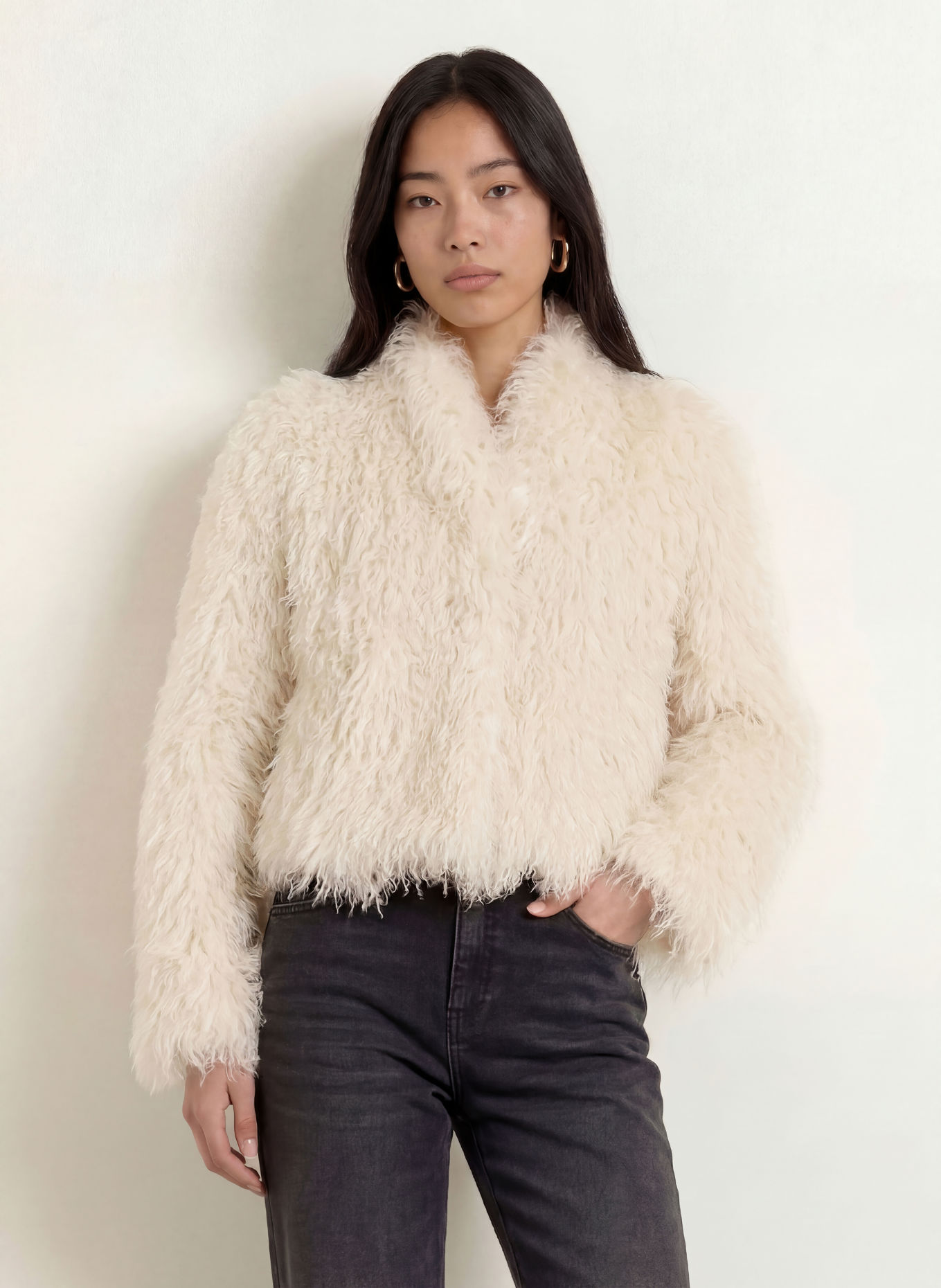 GUESS Kunstfell-Jacke SIMONA: ECRU
