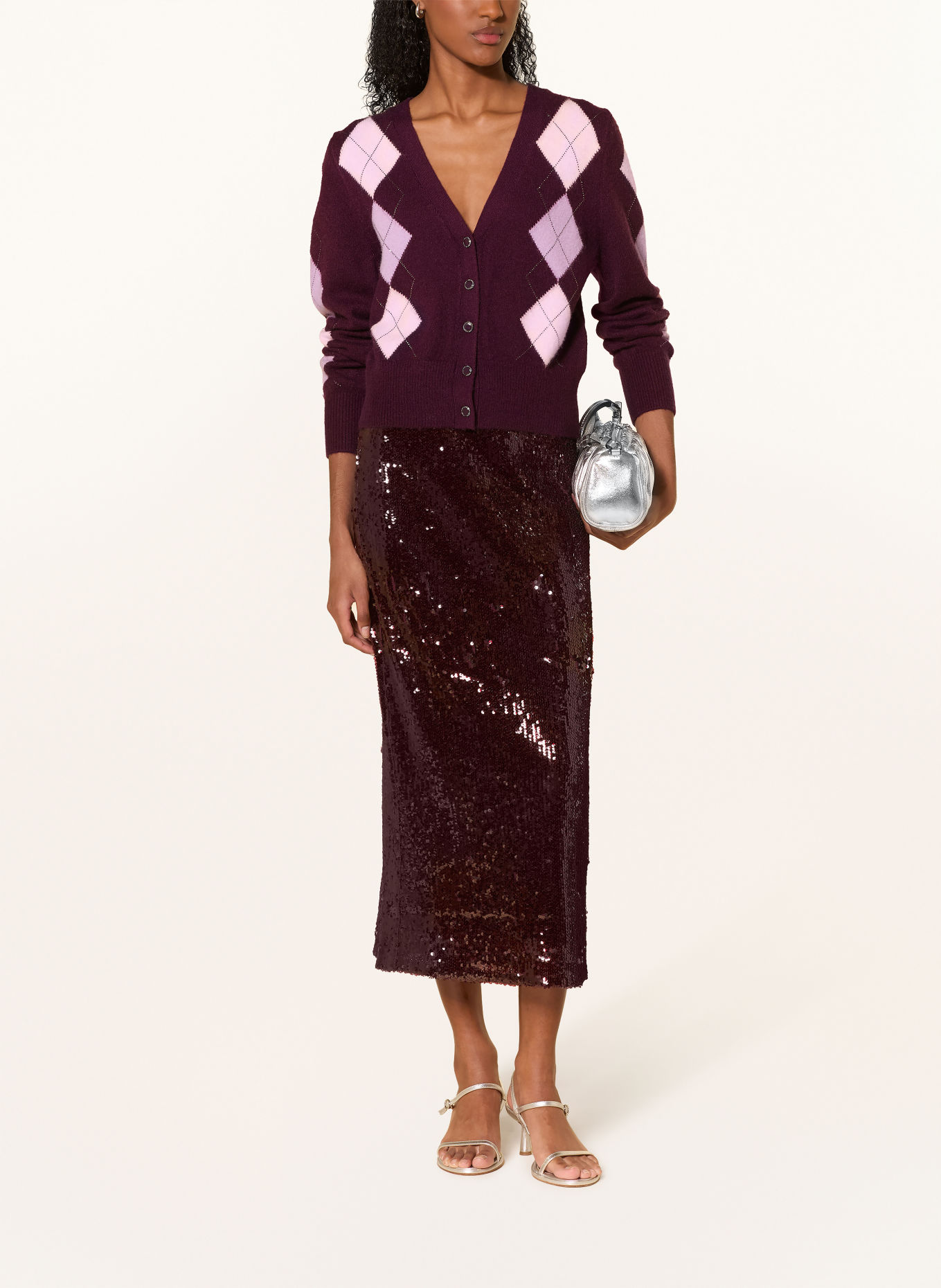 GUESS GRACIE cardigan with gemstones: DARK PURPLE / LIGHT PINK / LIGHT PURPLE