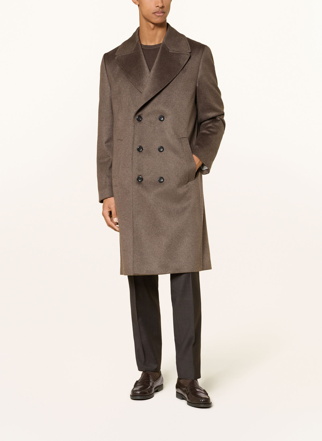 DRESSLER Mantel mit Cashmere: DUNKELBRAUN