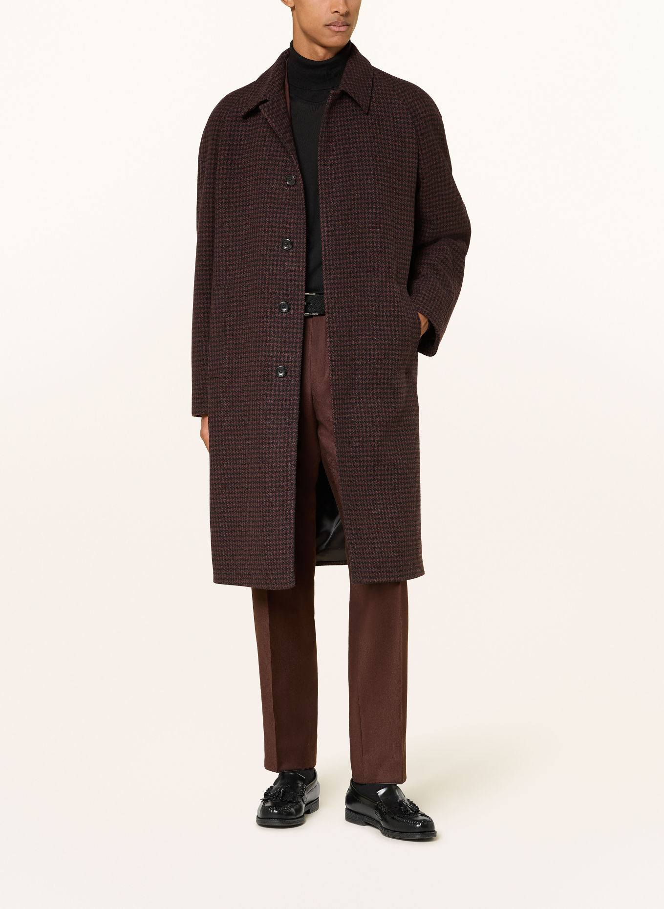 DRESSLER ROMEO Wool Coat: DARK RED / BLACK