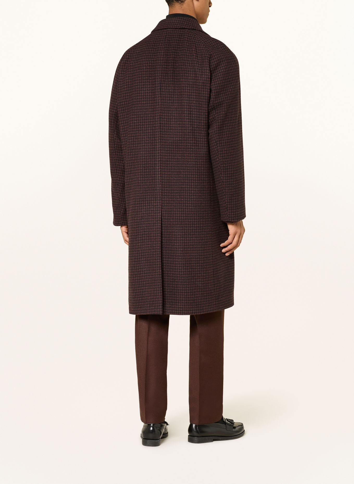 DRESSLER ROMEO Wool Coat: DARK RED / BLACK