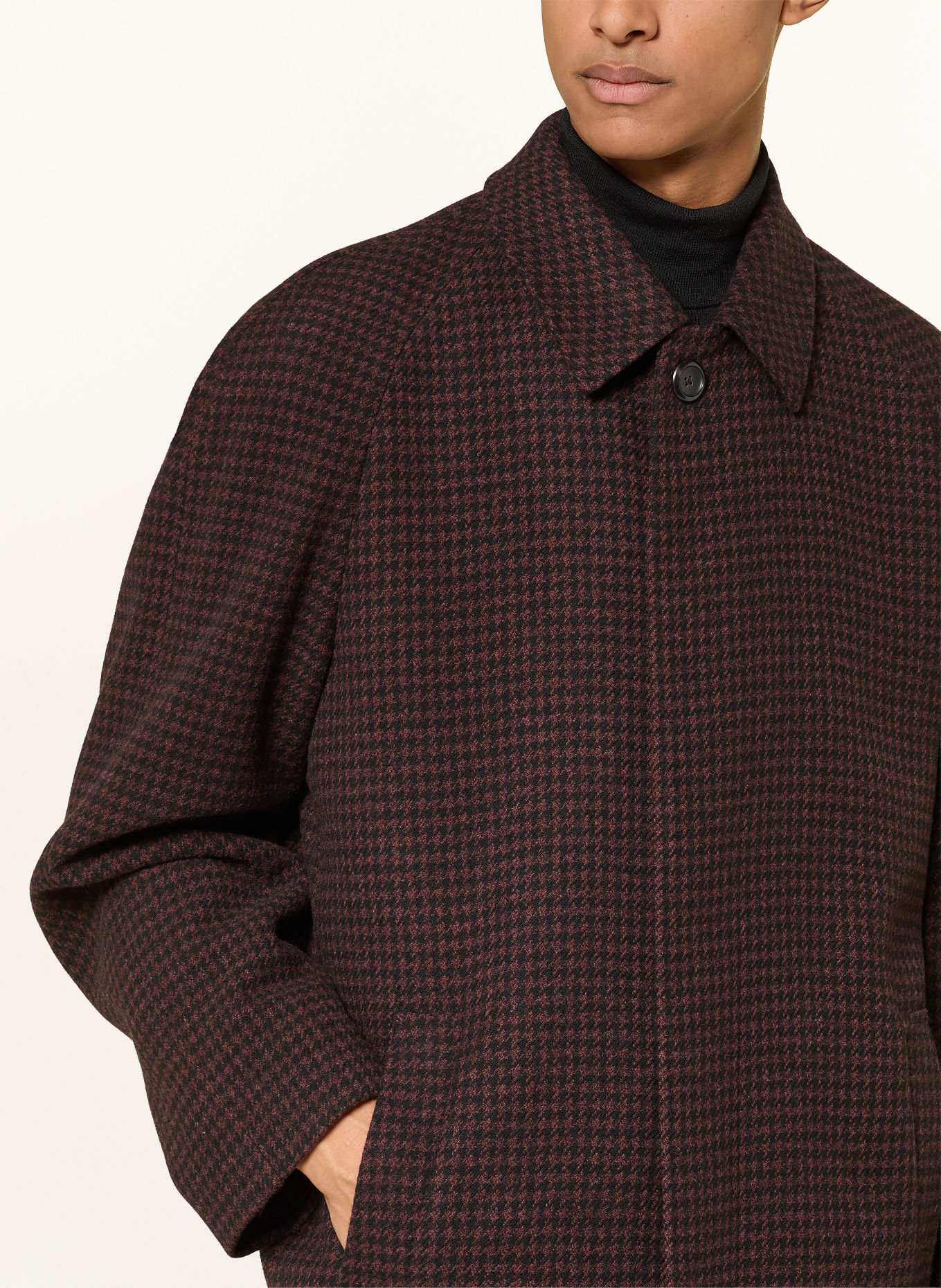DRESSLER ROMEO Wool Coat: DARK RED / BLACK