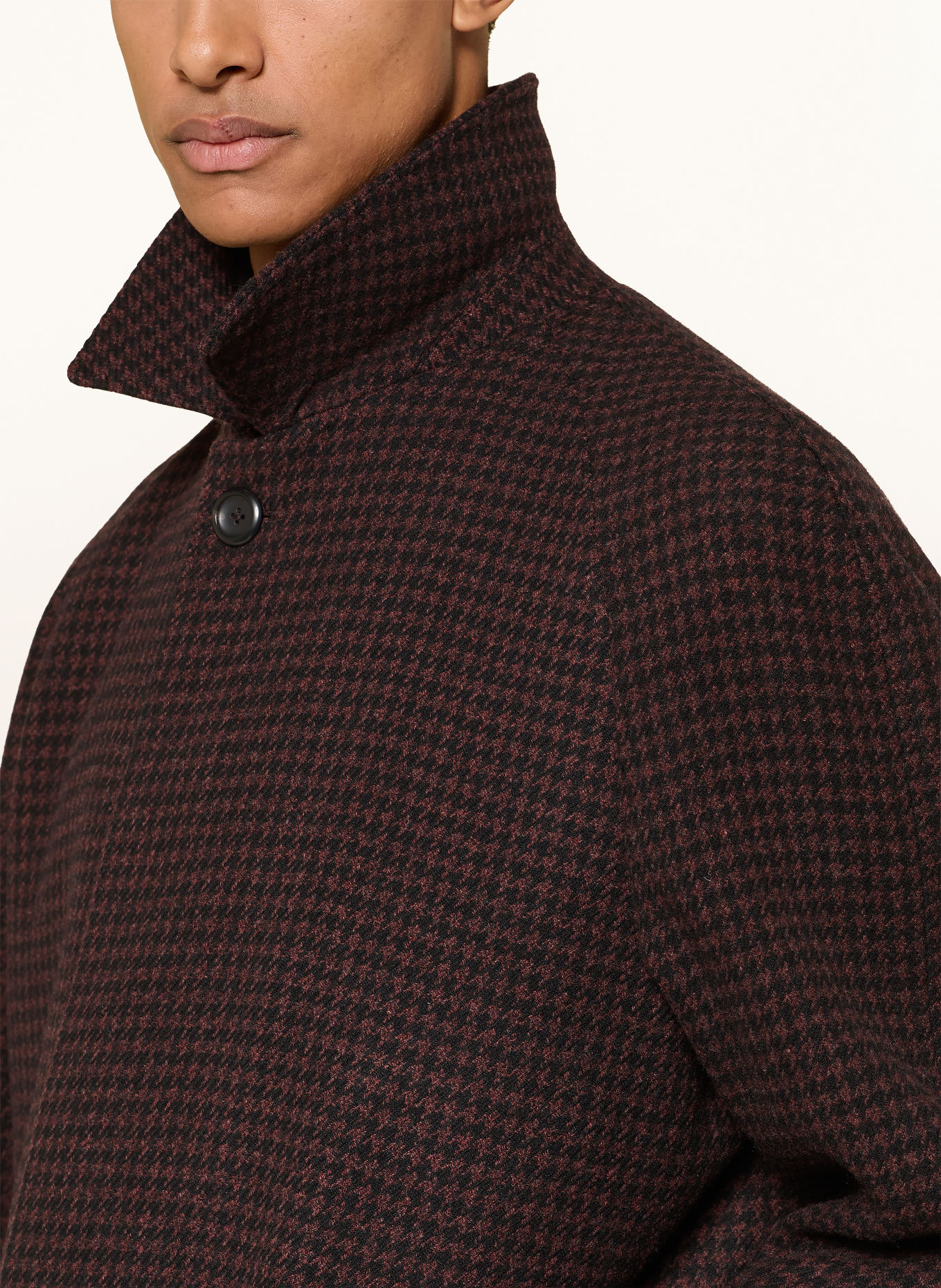 DRESSLER ROMEO Wool Coat: DARK RED / BLACK