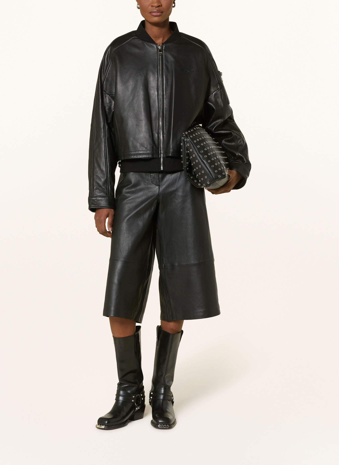 BOMBERS ORIGINAL MERRIN Leather Jacket: BLACK