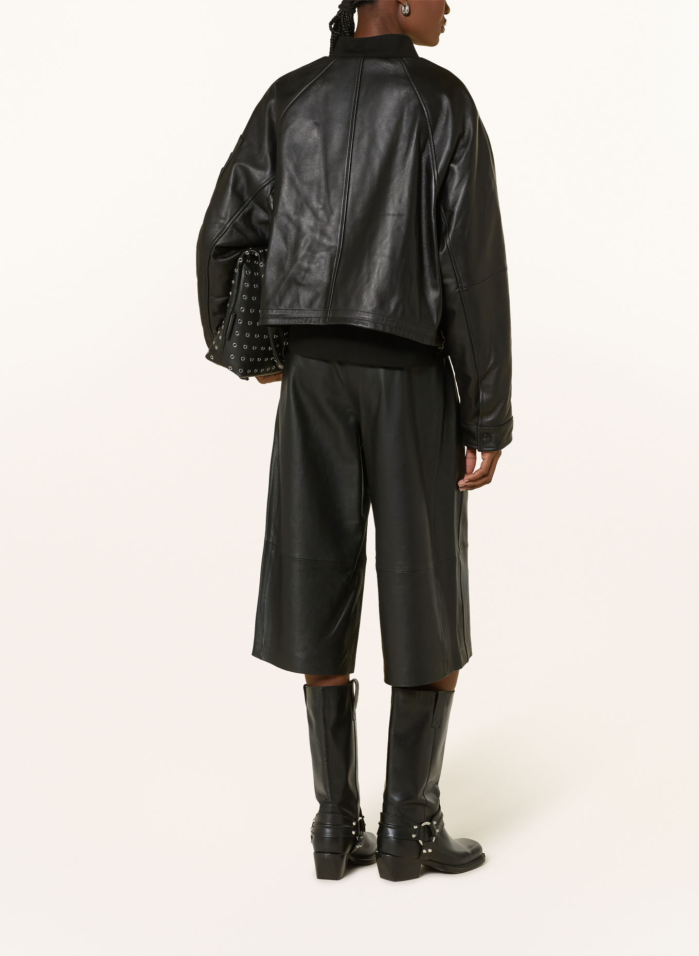 BOMBERS ORIGINAL MERRIN Leather Jacket: BLACK