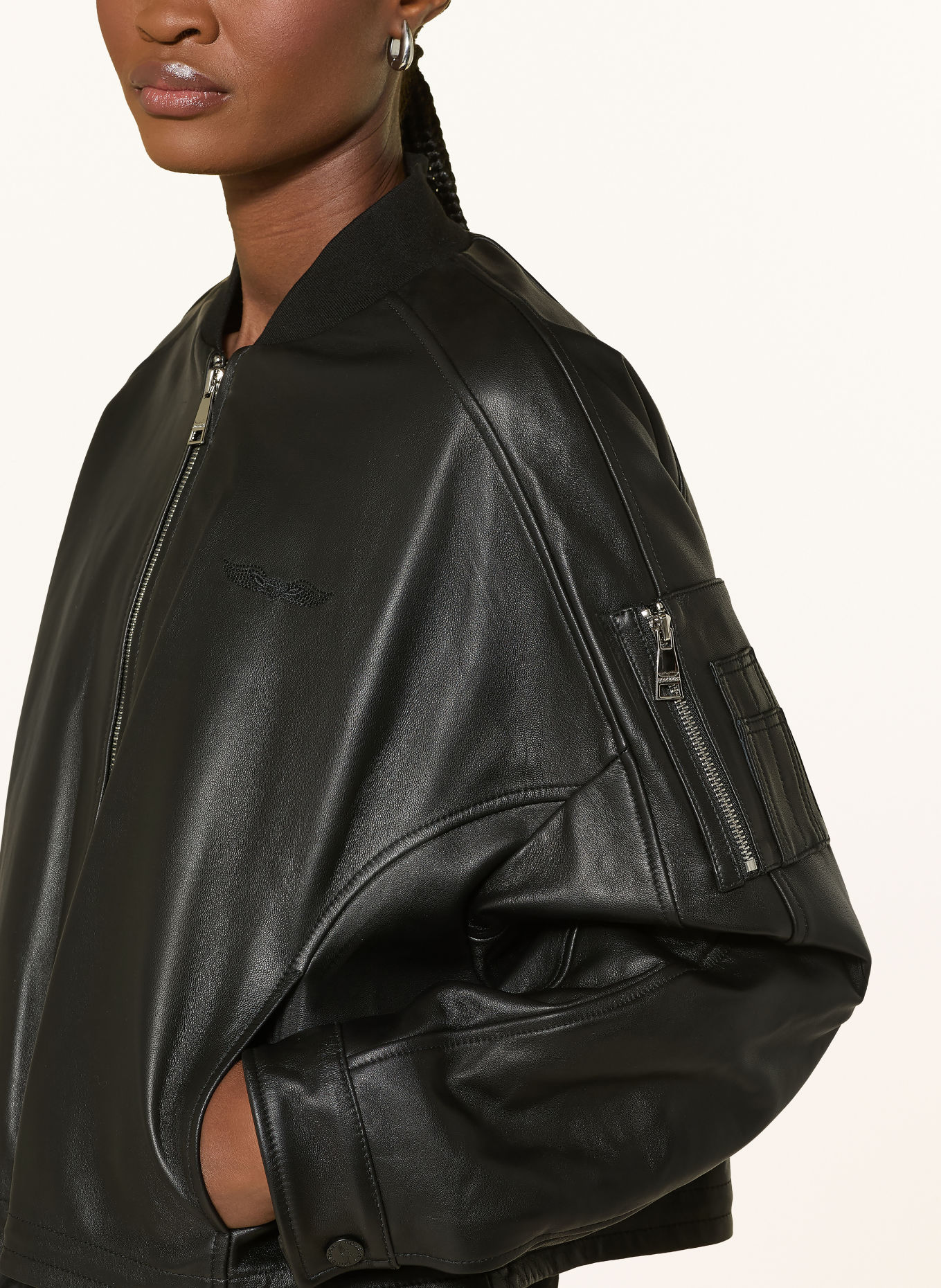 BOMBERS ORIGINAL MERRIN Leather Jacket: BLACK