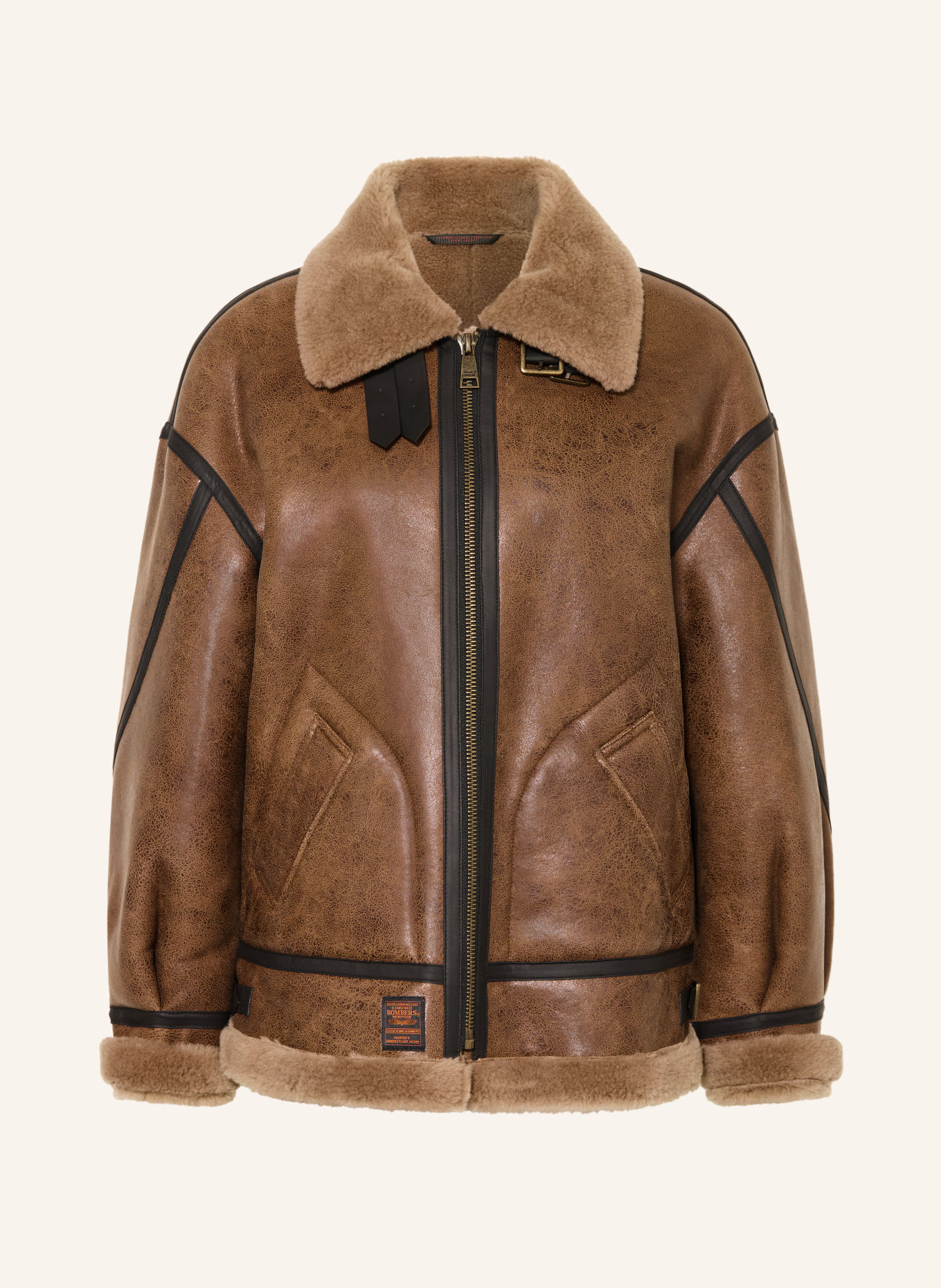 BOMBERS ORIGINAL Lederjacke: BRAUN / SCHWARZ