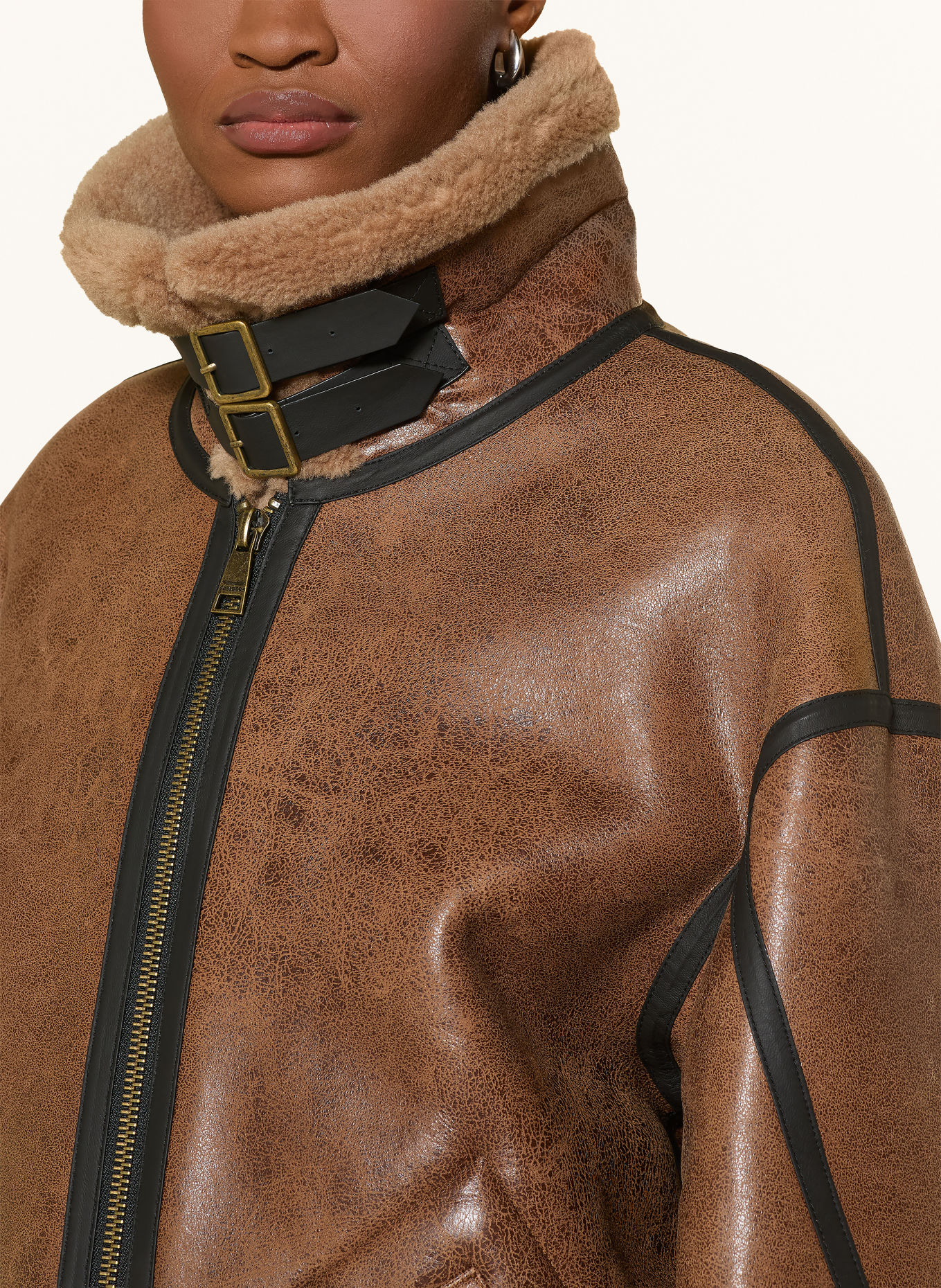 BOMBERS ORIGINAL Lederjacke: BRAUN / SCHWARZ