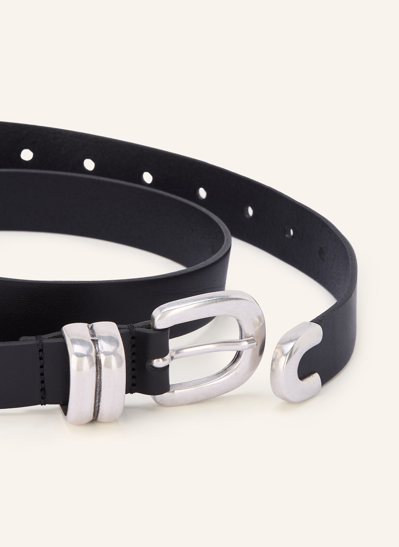 BY MALENE BIRGER Ceinture en cuir ZOILO: NOIR / ARGENT