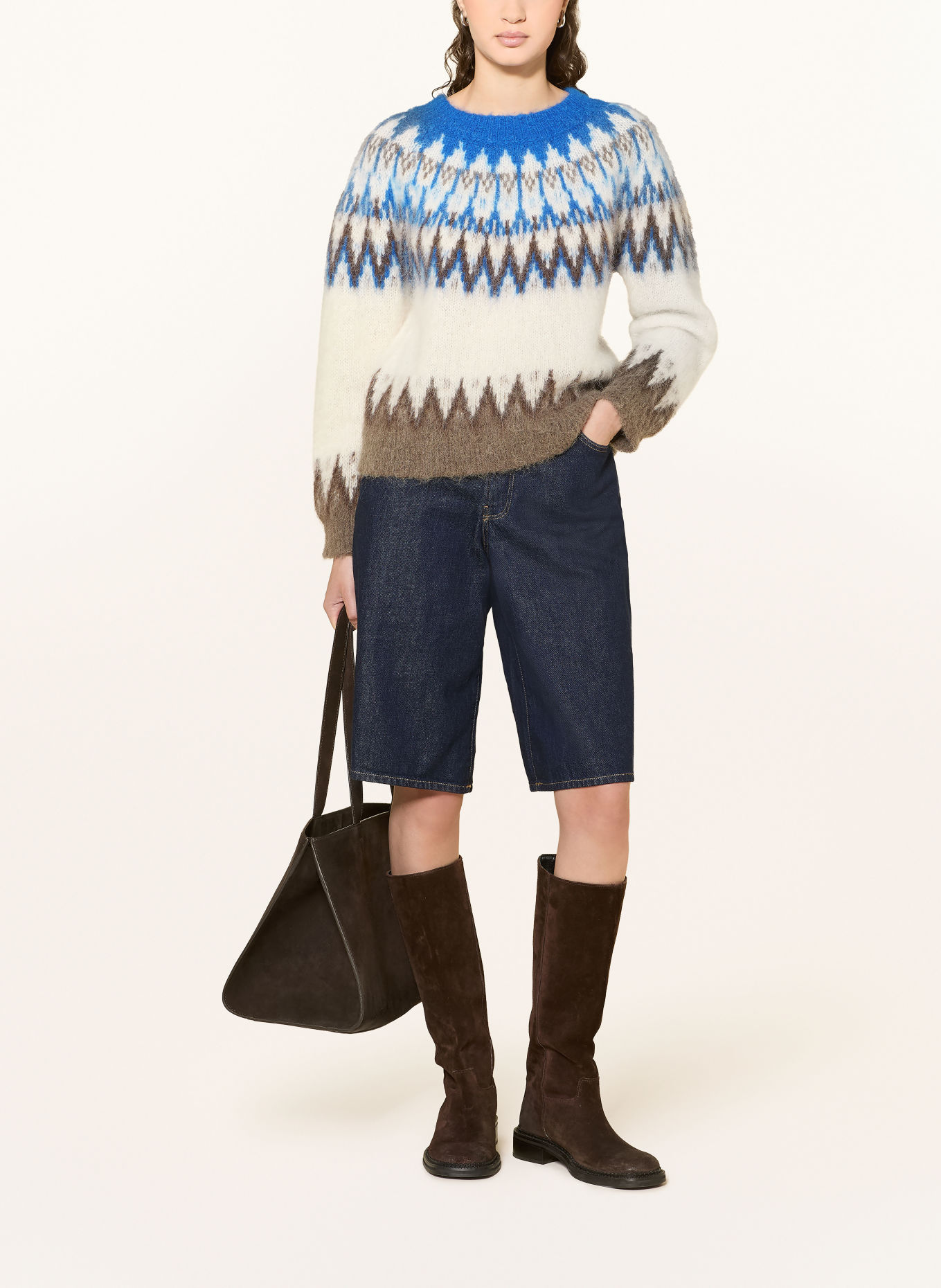 darling harbour Trui met alpaca: offwhite / blue