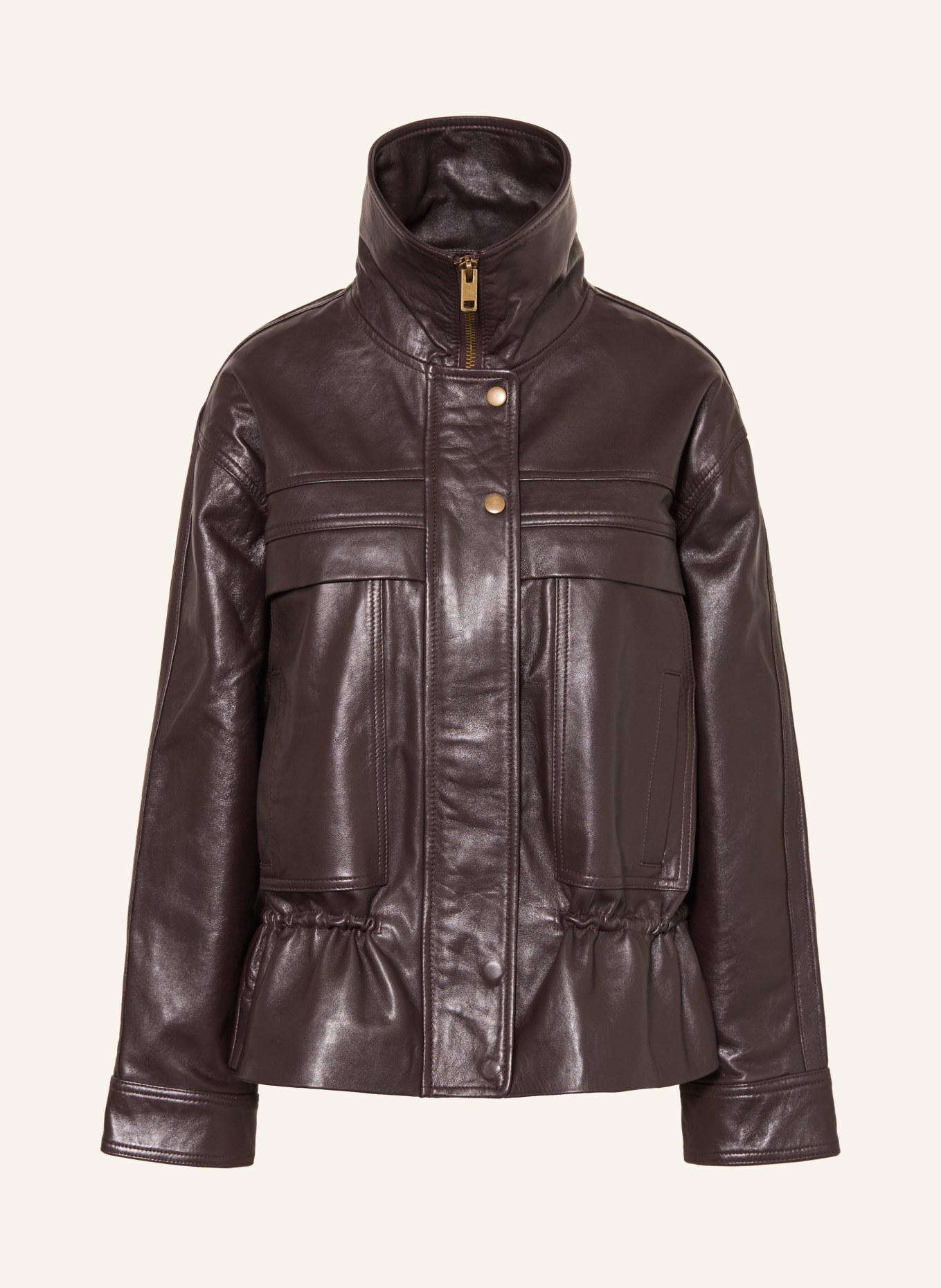 ba&sh KASSIA leather jacket: DARK BROWN