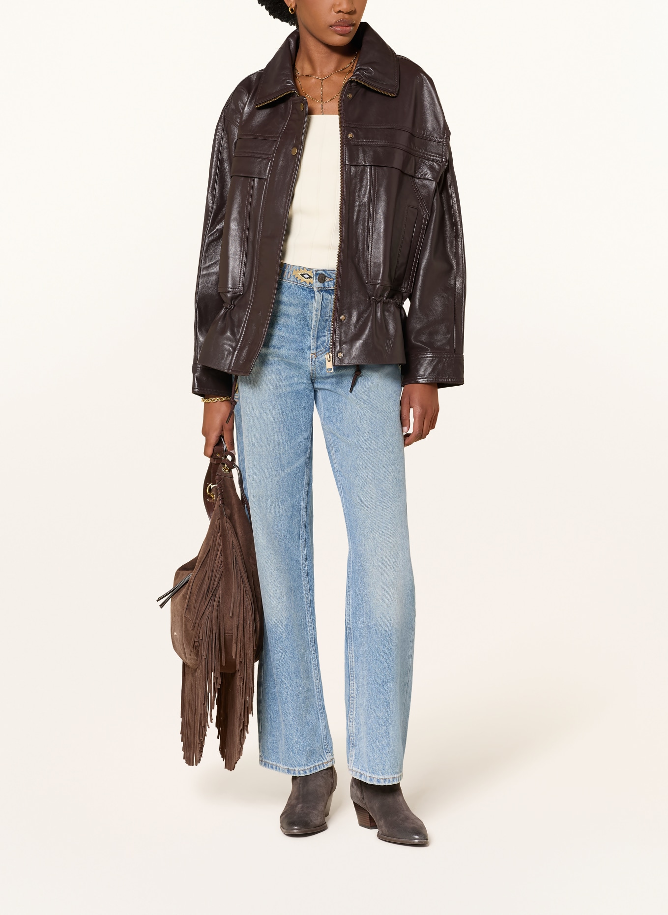 ba&sh KASSIA leather jacket: DARK BROWN