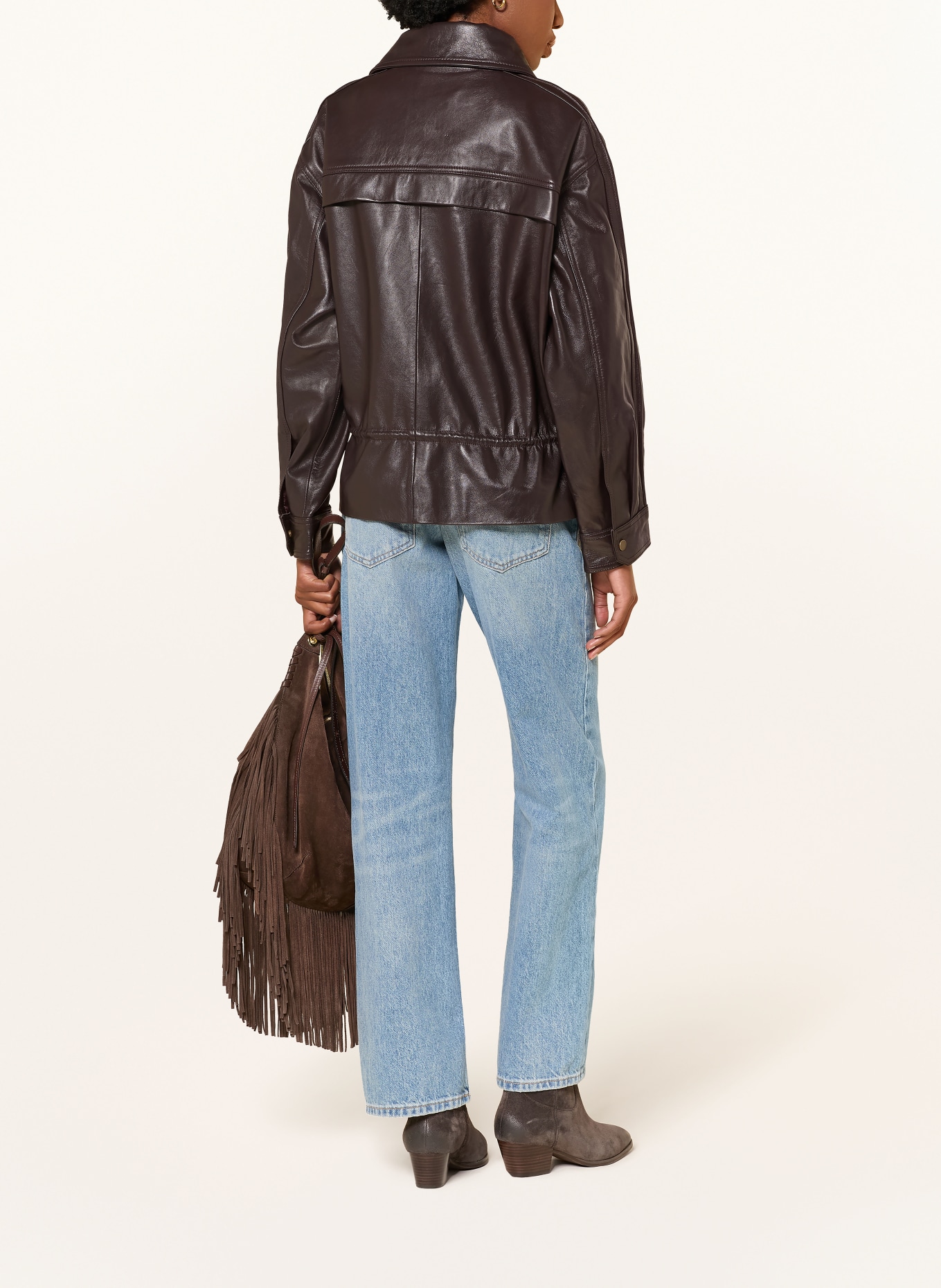 ba&sh KASSIA leather jacket: DARK BROWN