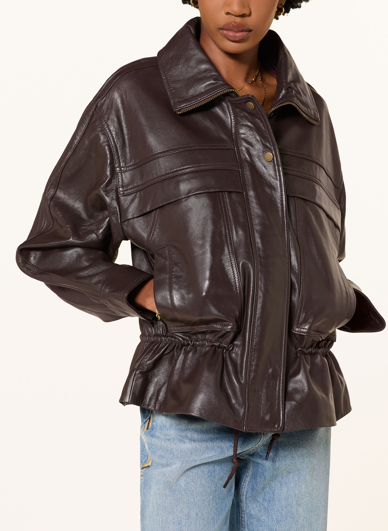 ba&sh KASSIA leather jacket: DARK BROWN