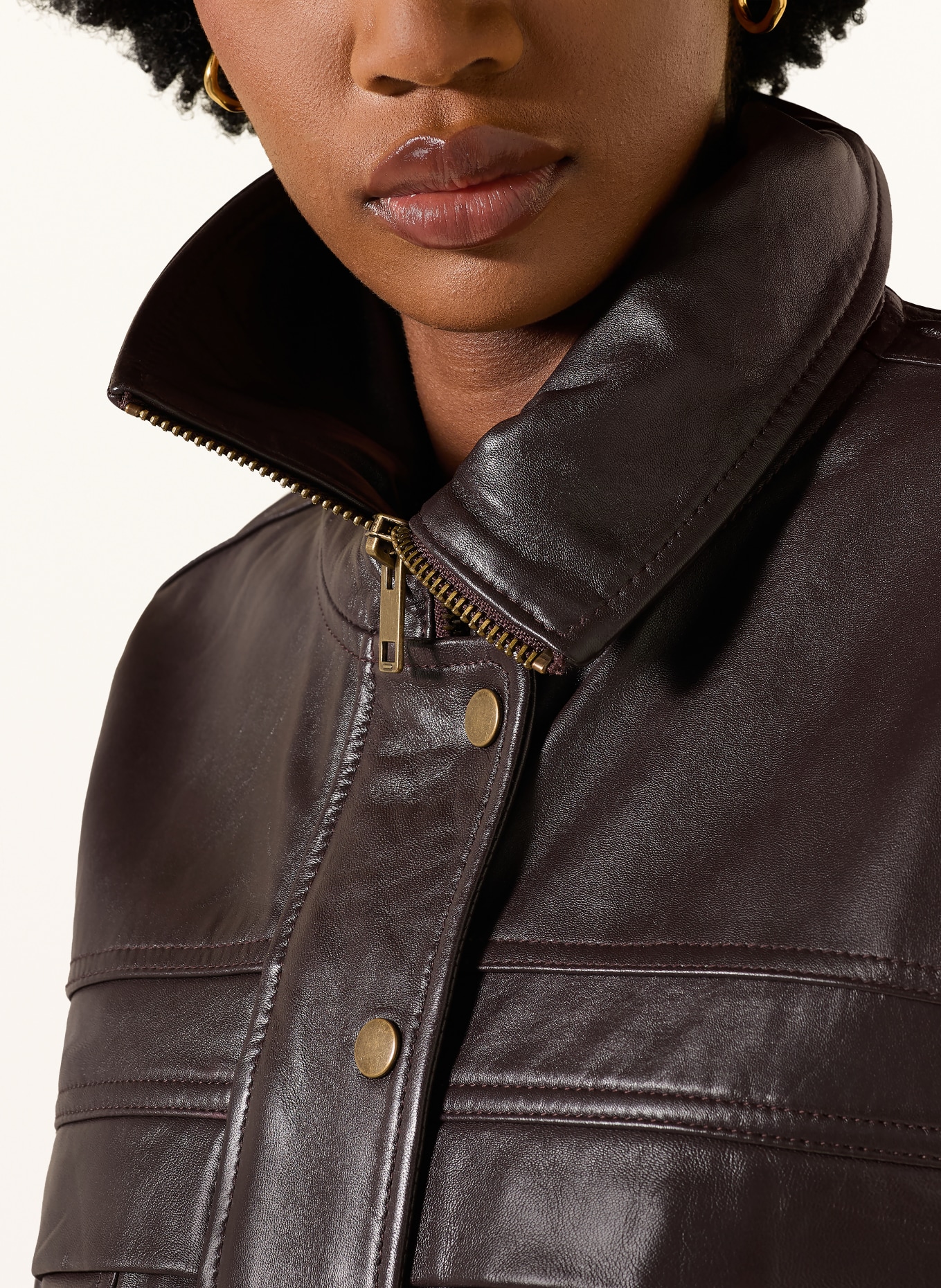 ba&sh KASSIA leather jacket: DARK BROWN