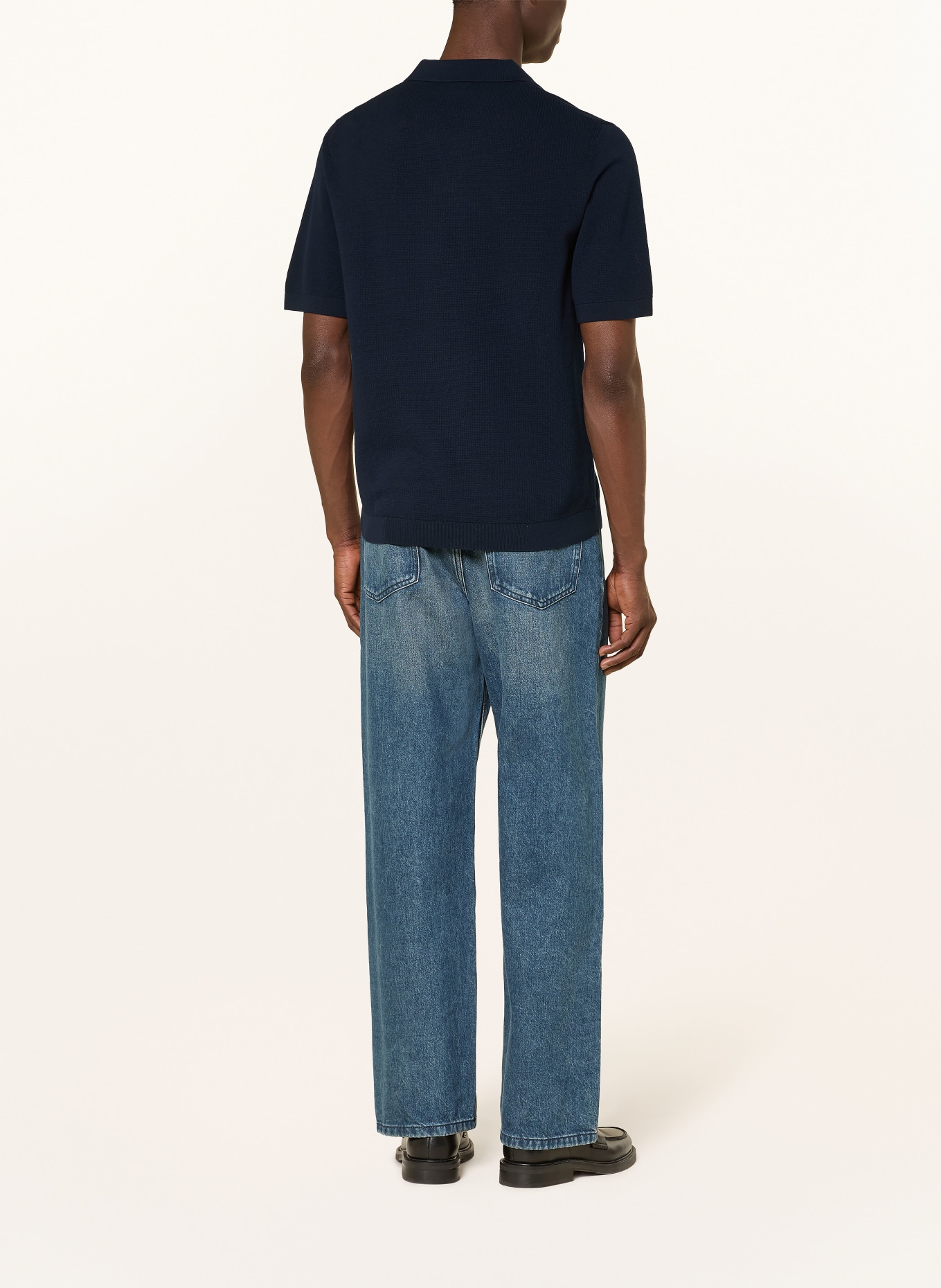 ARKET Strick-Poloshirt: DUNKELBLAU