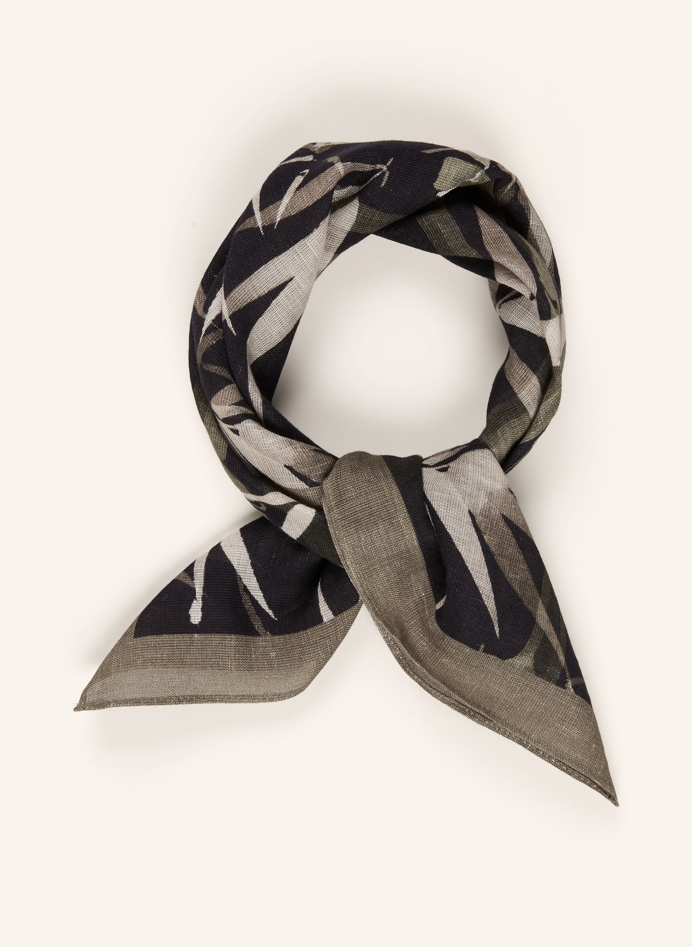 Marc O'Polo Foulard en lin: NOIR / CRÈME / KAKI