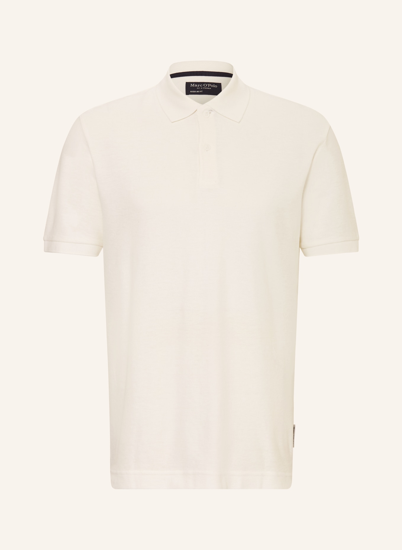 Marc O'Polo Polo tričko z jerseyu, regular fit, s lnem: BÍLÁ