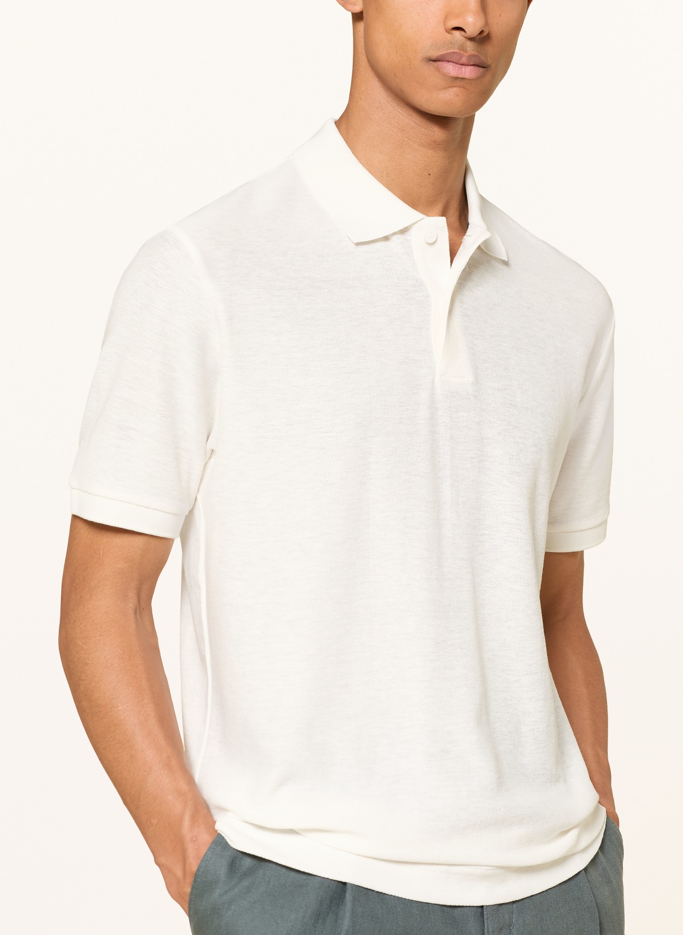 Marc O'Polo Polo tričko z jerseyu, regular fit, s lnem: BÍLÁ