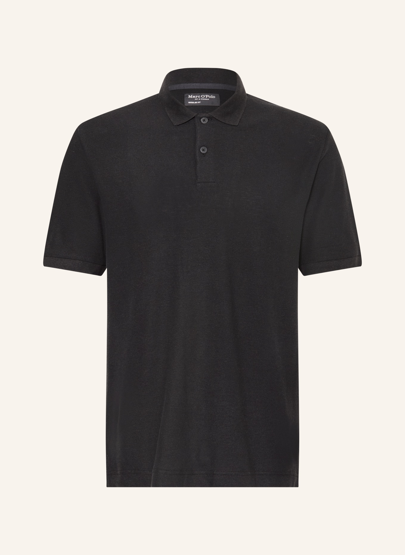 Marc O'Polo Polo tričko z jerseyu, regular fit, s lnem: ČERNÁ