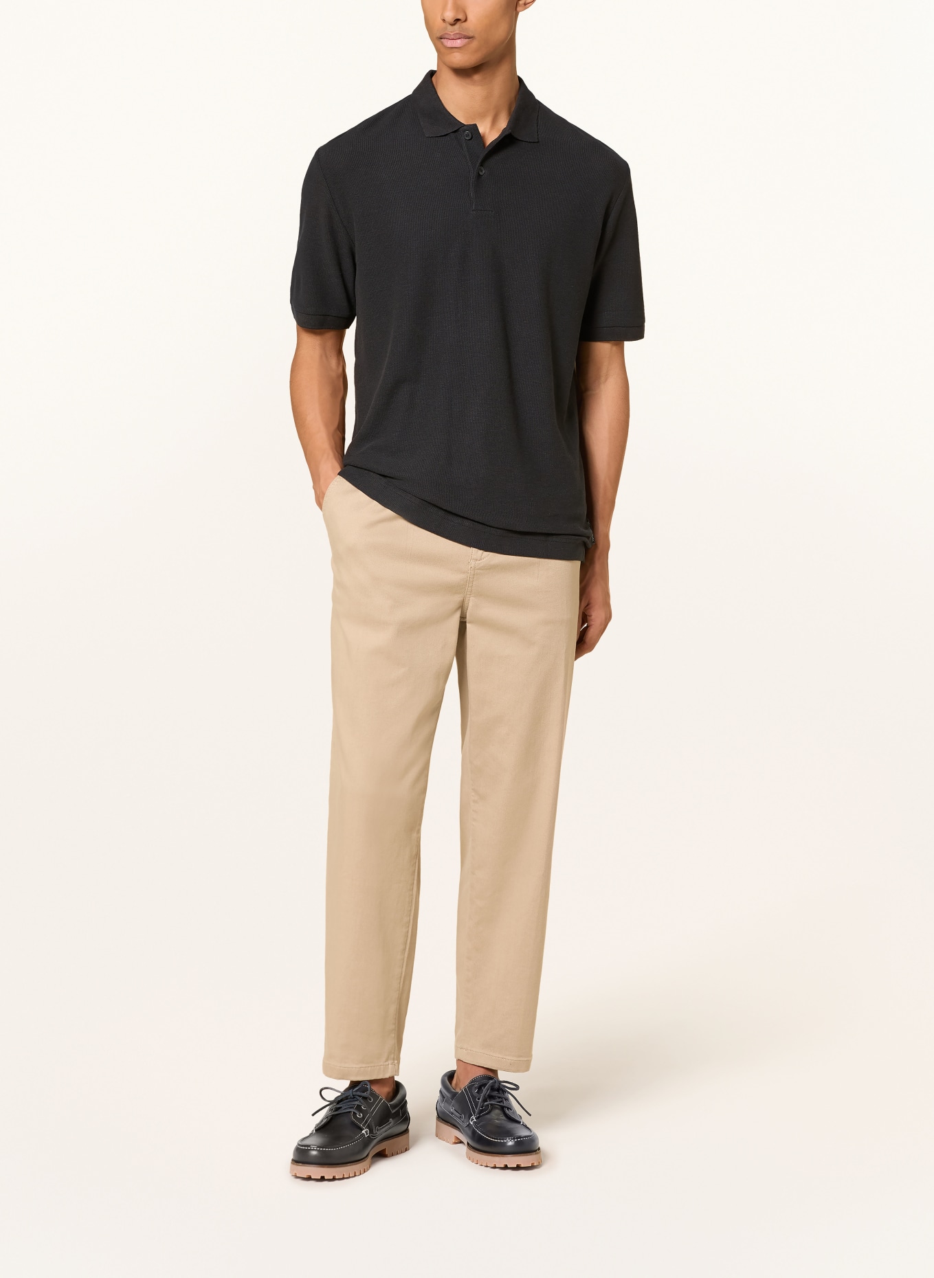 Marc O'Polo Polo tričko z jerseyu, regular fit, s lnem: ČERNÁ