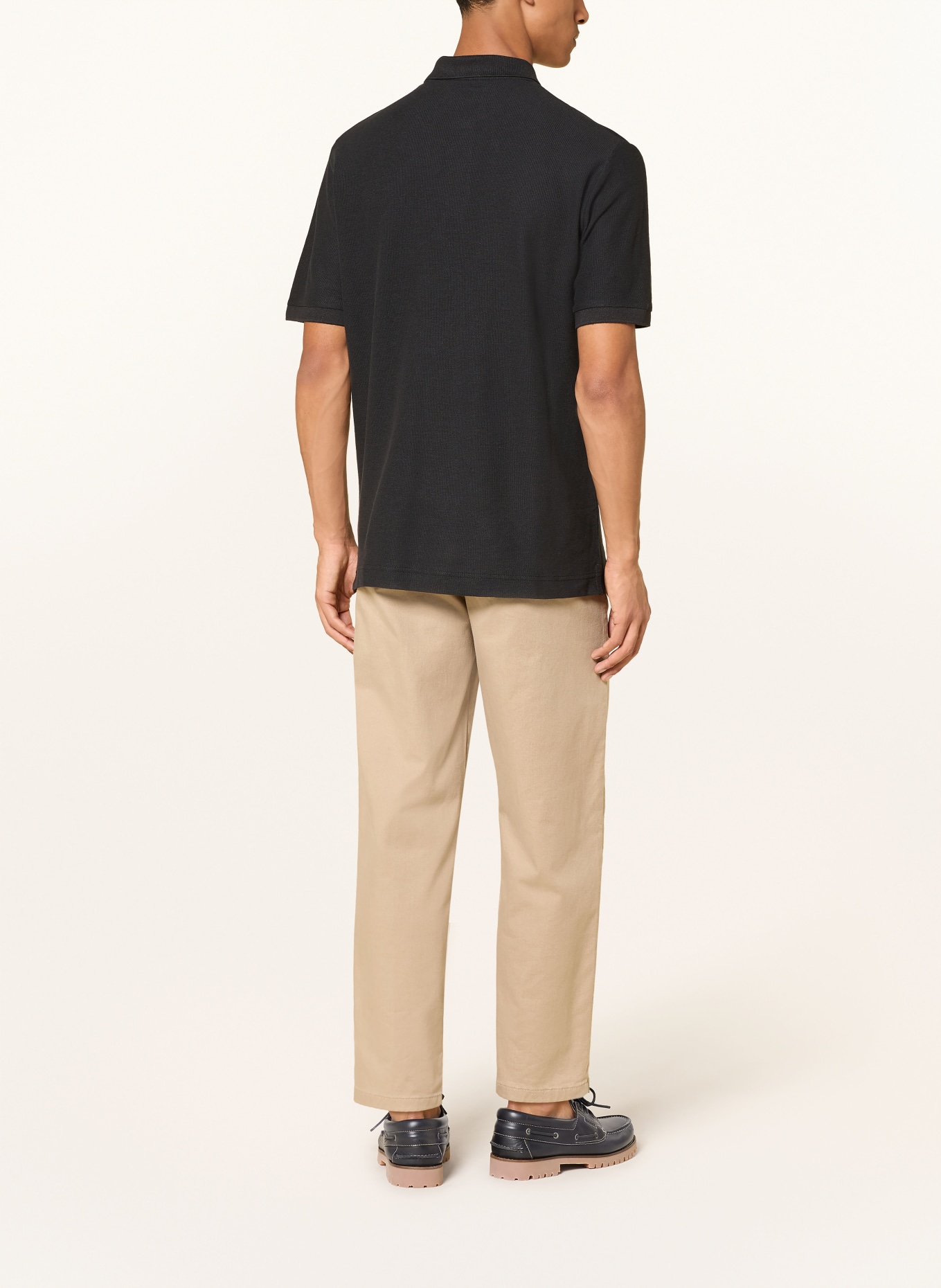 Marc O'Polo Polo tričko z jerseyu, regular fit, s lnem: ČERNÁ