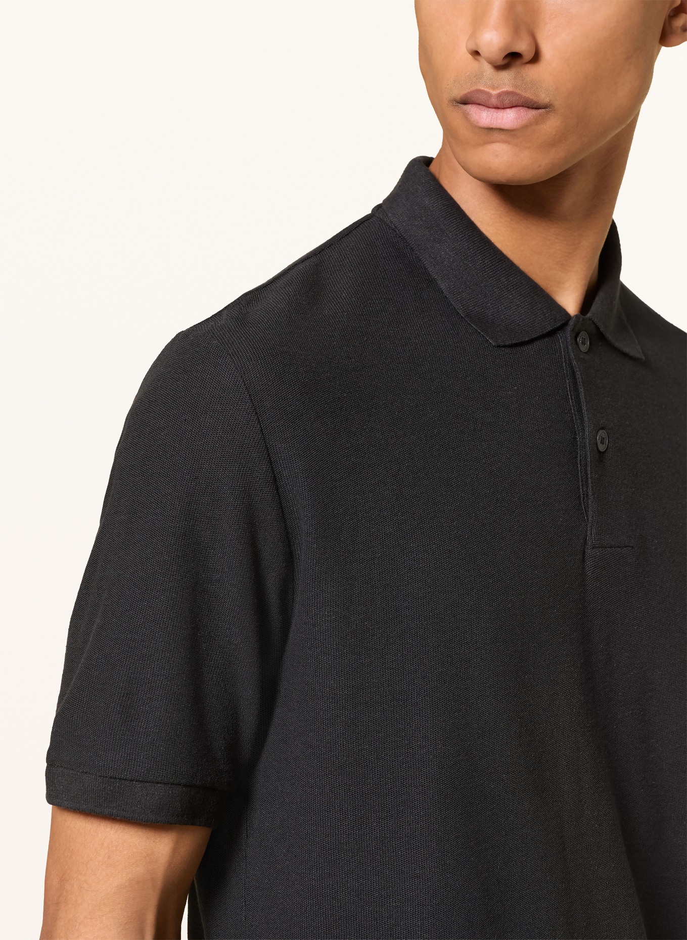 Marc O'Polo Polo tričko z jerseyu, regular fit, s lnem: ČERNÁ