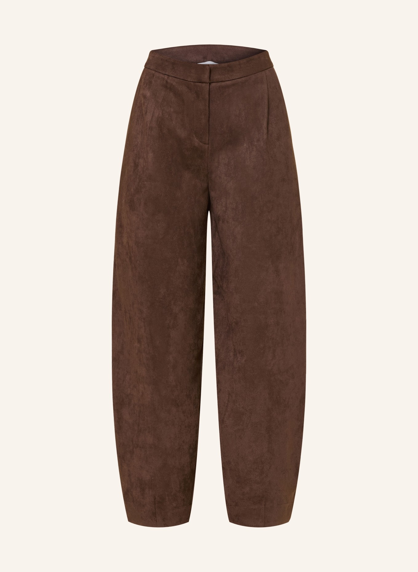 darling harbour Leather-look jersey pants: DARK BROWN