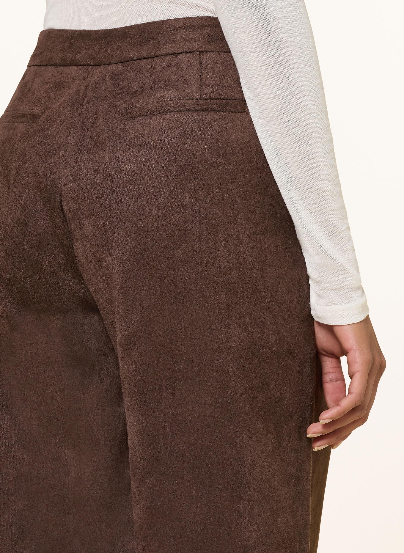 darling harbour Leather-look jersey pants: DARK BROWN