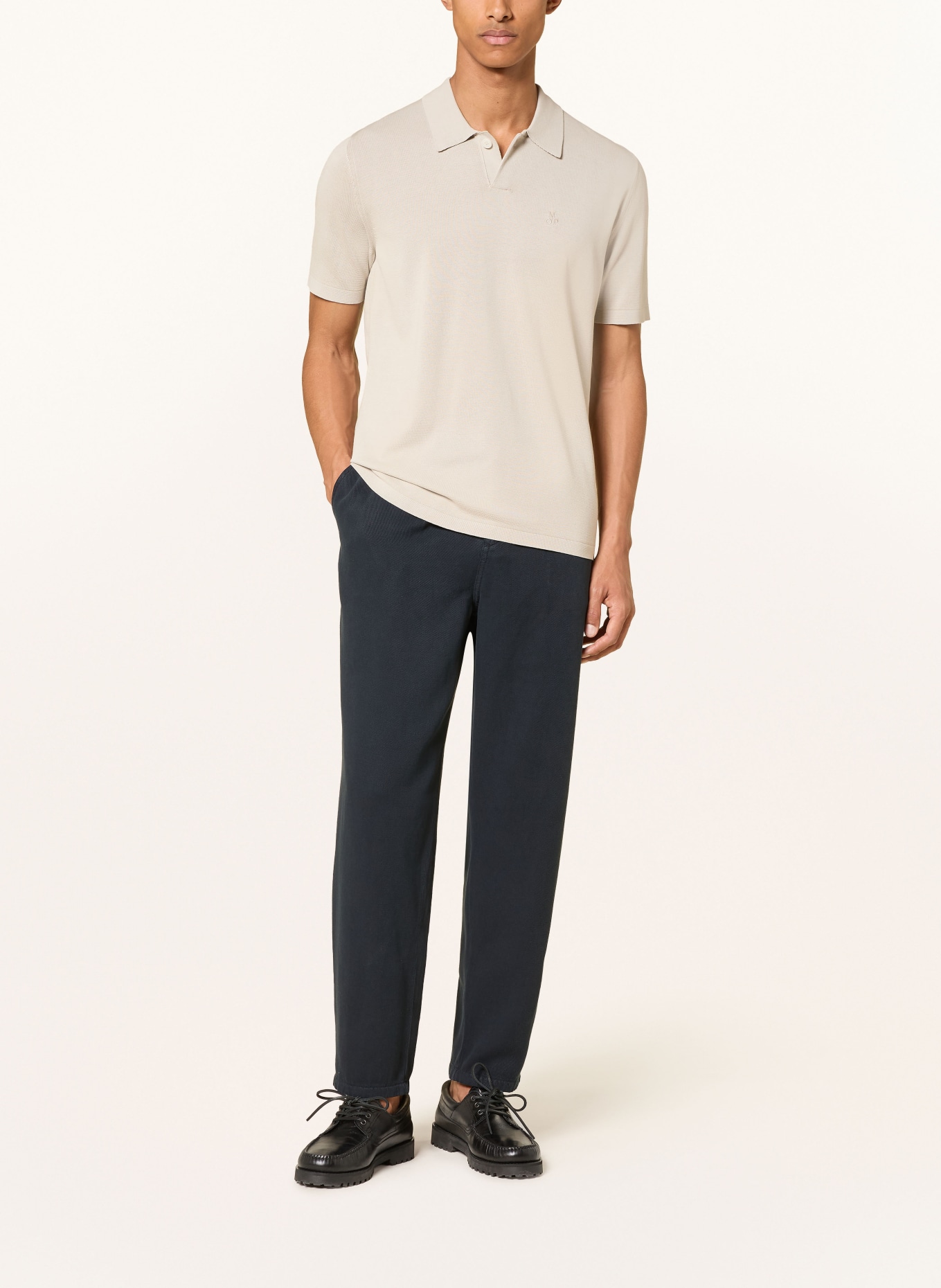 Marc O'Polo Gebreid poloshirt: LICHTGRIJS
