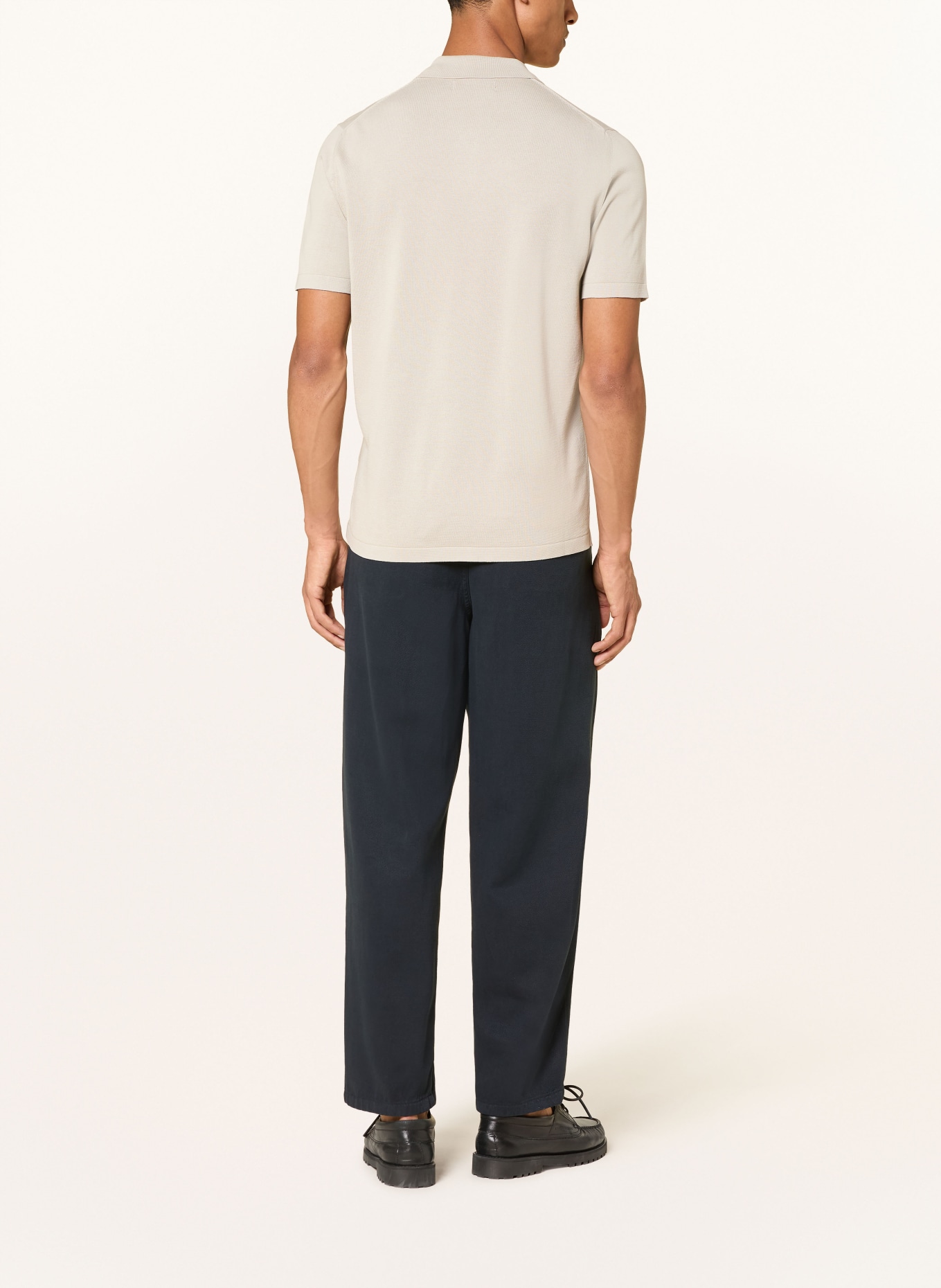 Marc O'Polo Gebreid poloshirt: LICHTGRIJS