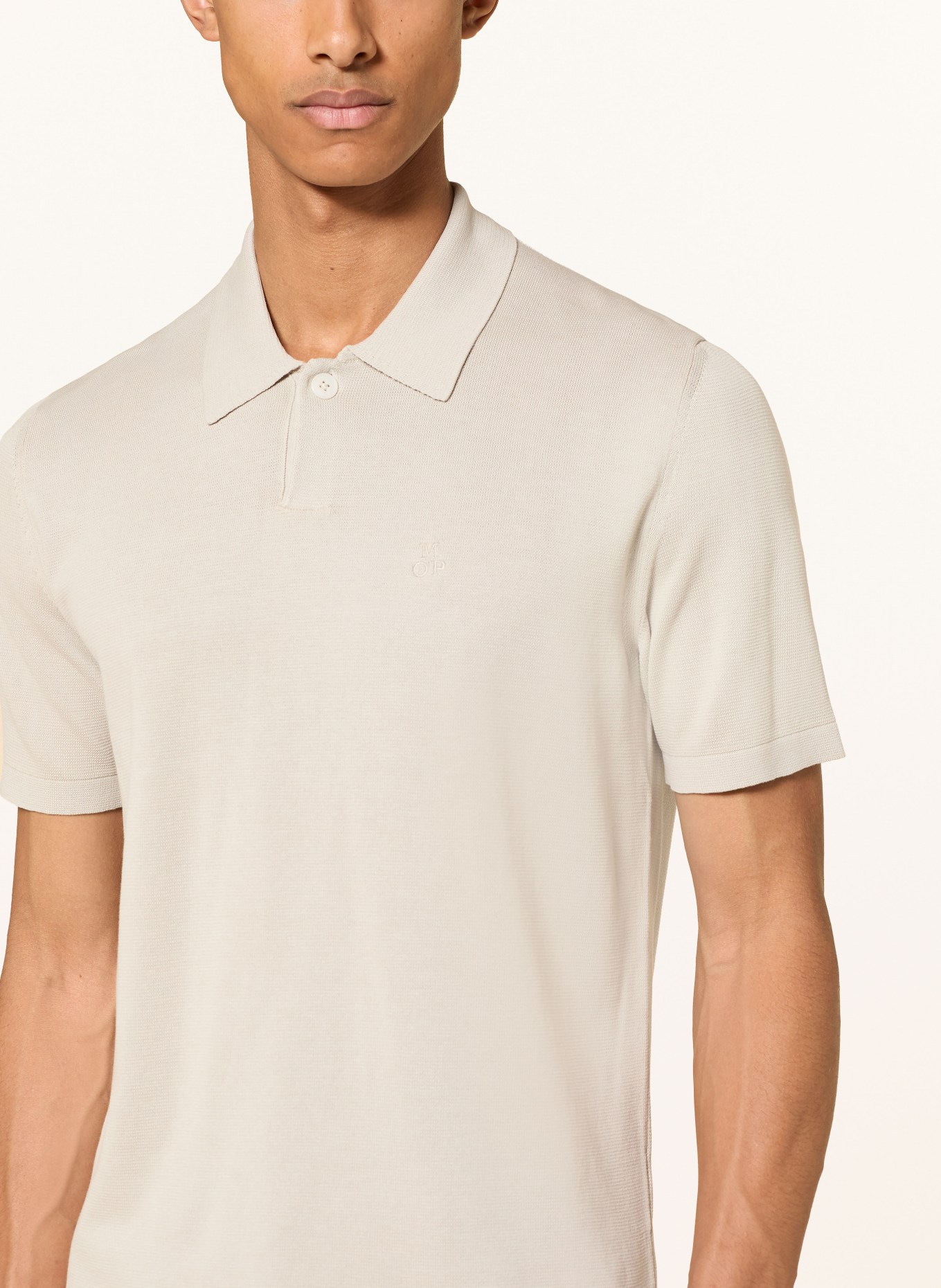 Marc O'Polo Gebreid poloshirt: LICHTGRIJS