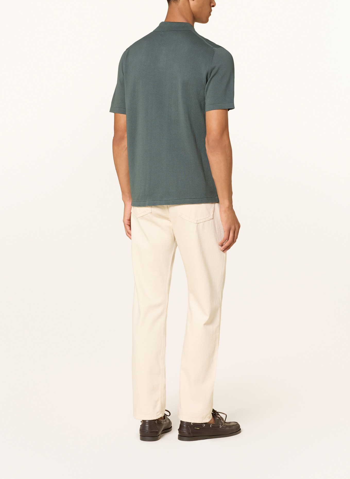 Marc O'Polo Gebreid poloshirt: DONKERGROEN