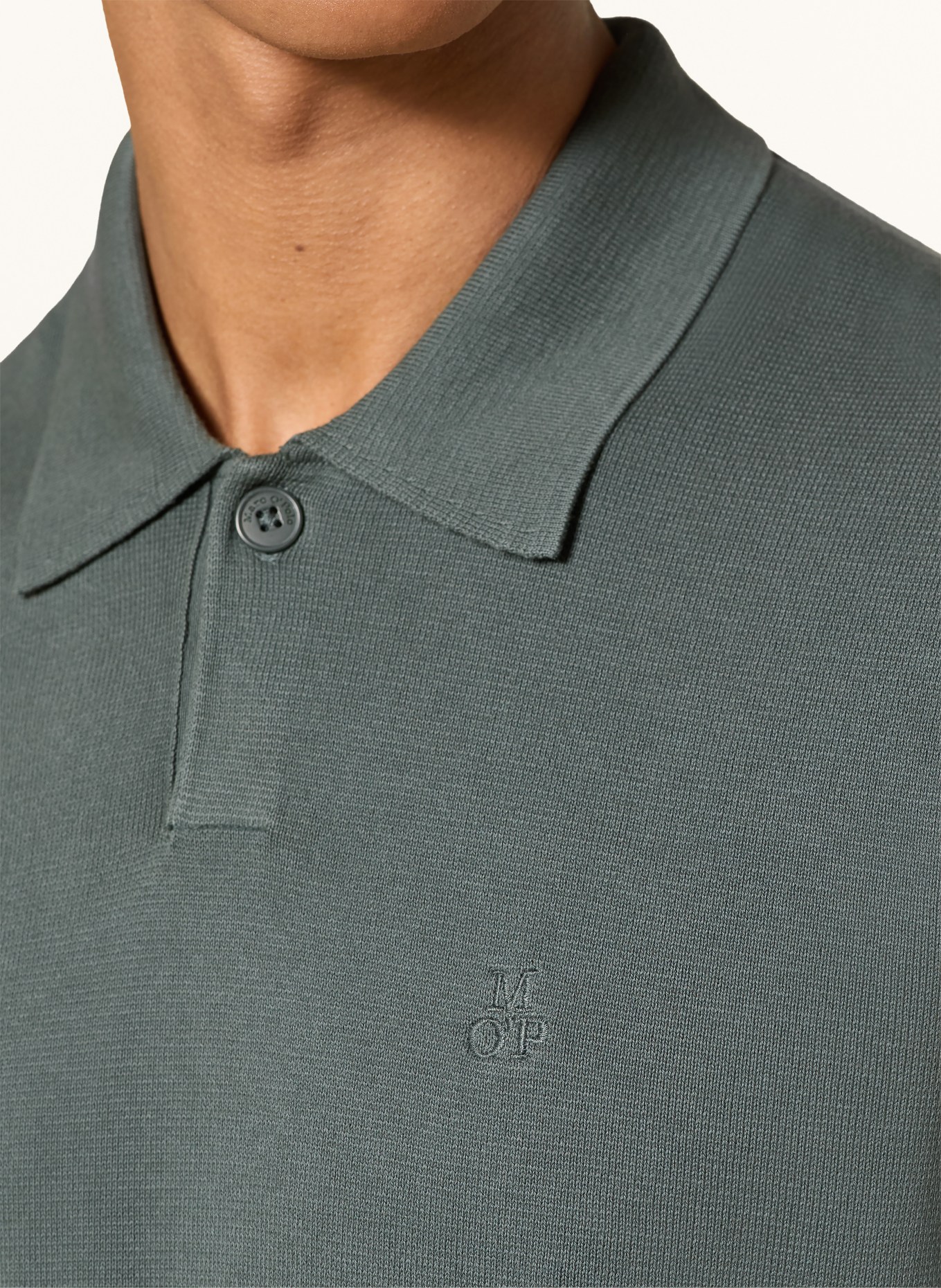 Marc O'Polo Gebreid poloshirt: DONKERGROEN