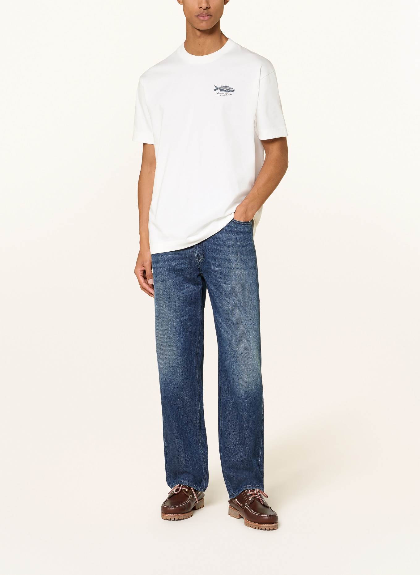 Marc O'Polo T-shirt: CREME / ROSA / MØRKEGRÅ