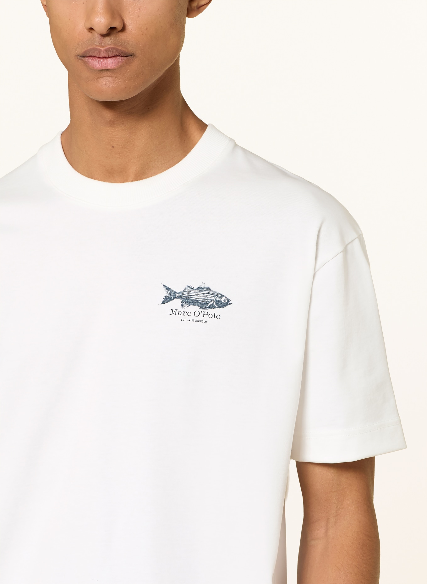 Marc O'Polo T-shirt: CREME / ROSA / MØRKEGRÅ