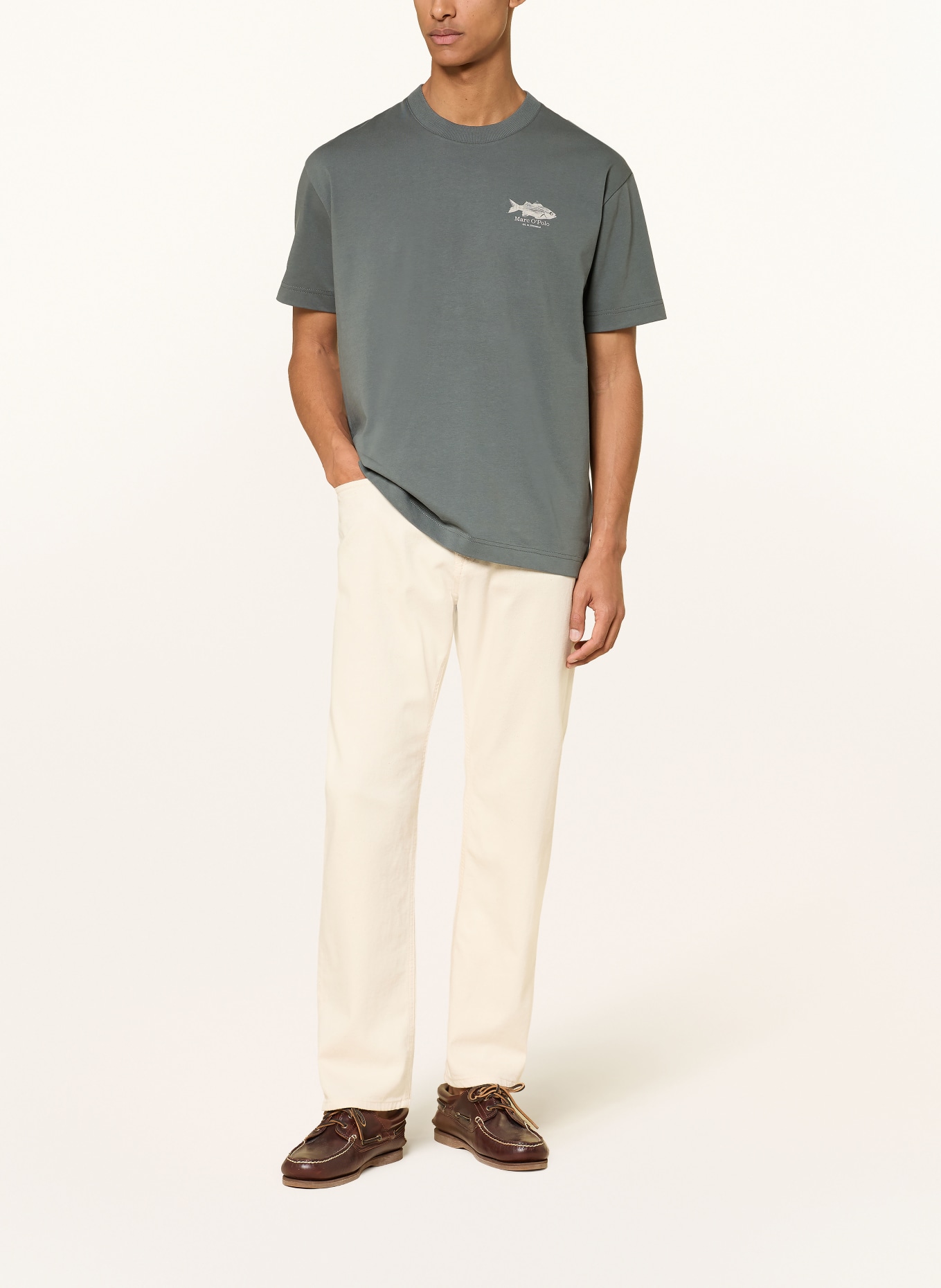 Marc O'Polo T-shirt: KHAKI / GRÄDDE
